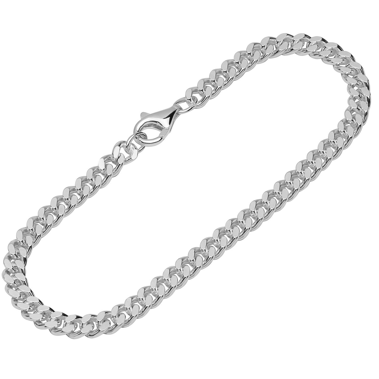 NKlaus Silberarmband Armband 925 Sterling Silber 19cm Panzerkette 2 fac (1 Stück), Made in Germany