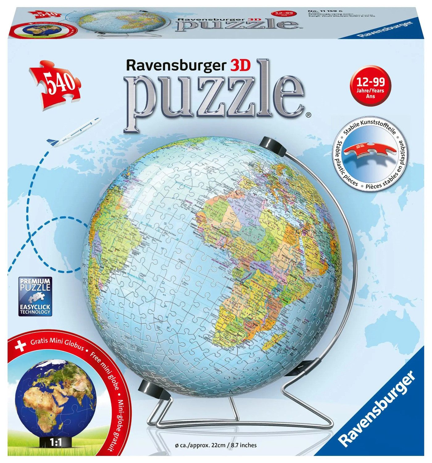 Ravensburger Puzzle Globus in deutscher Sprache Puzzleball 540 Teile, 540 P günstig online kaufen