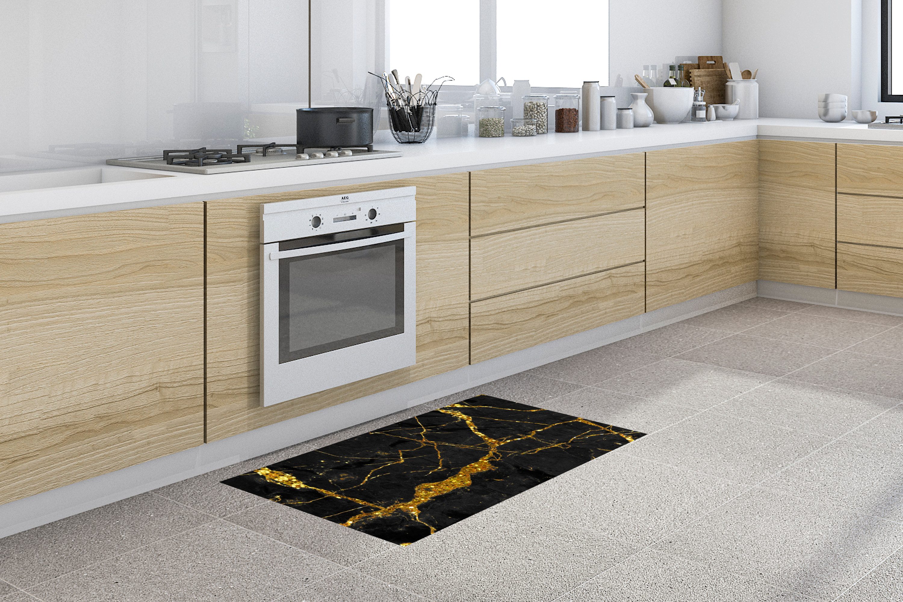 MuchoWow Küchenläufer Marmor - Gold - Schwarz - Marmoroptik/print - Luxe - günstig online kaufen