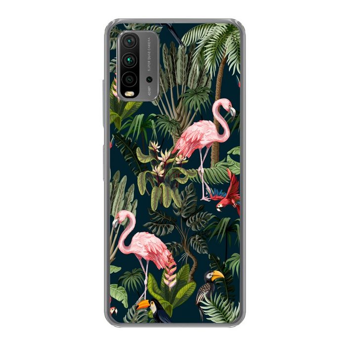 MuchoWow Handyhülle Jungtiere - Muster - Kinder - Flamingo - Papagei - Kinder Phone Case Handyhülle Xiaomi Redmi 9T Silikon Schutzhülle