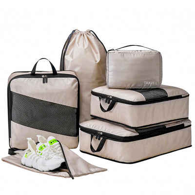 CALIYO Kofferorganizer Koffer Organizer Set, Packing Cubes Packwürfel für Urlaub und Reisen (6-tlg), Reiseorganizer Kleidertaschen Schuhbeutel Packtaschen für Koffer