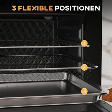 HOMCOM Minibackofen 20 L Pizza-Ofen mit Umluft, Heißluftofen mit Backblech, Grillrost, 90-230℃, Schwarz