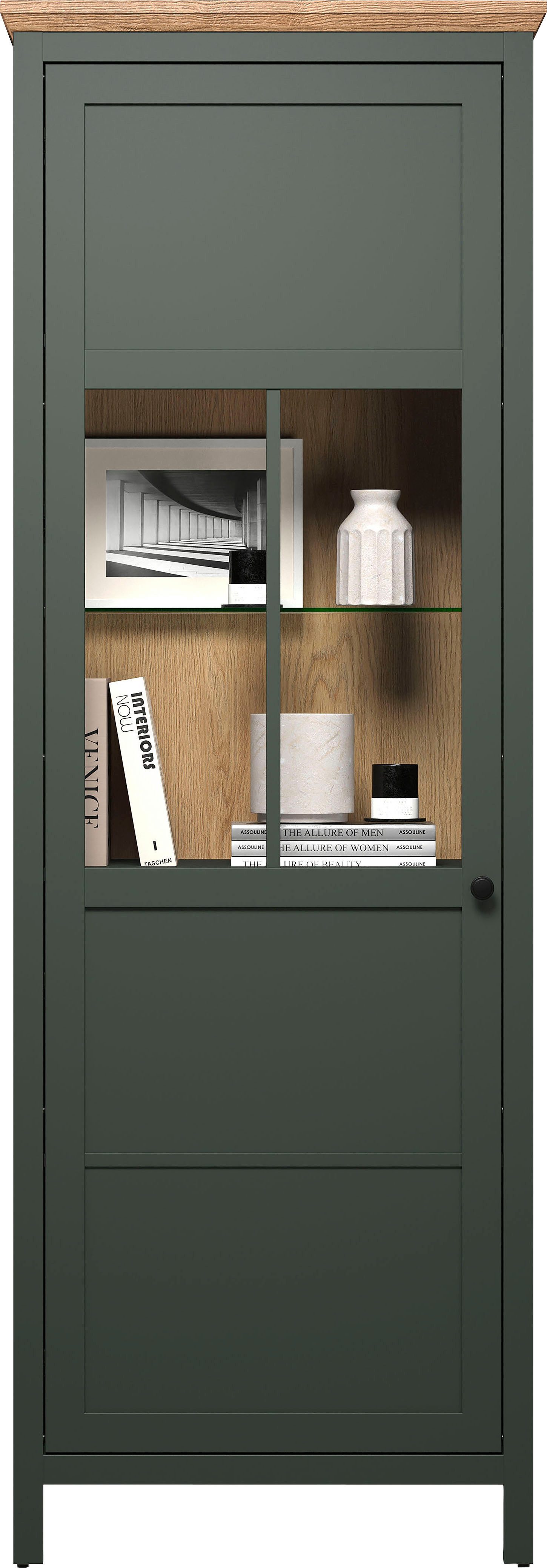 Home affaire Vitrine Vienna (1-St) Standvitrine mit Beleuchtung und 5 Fächern im Landhausstil