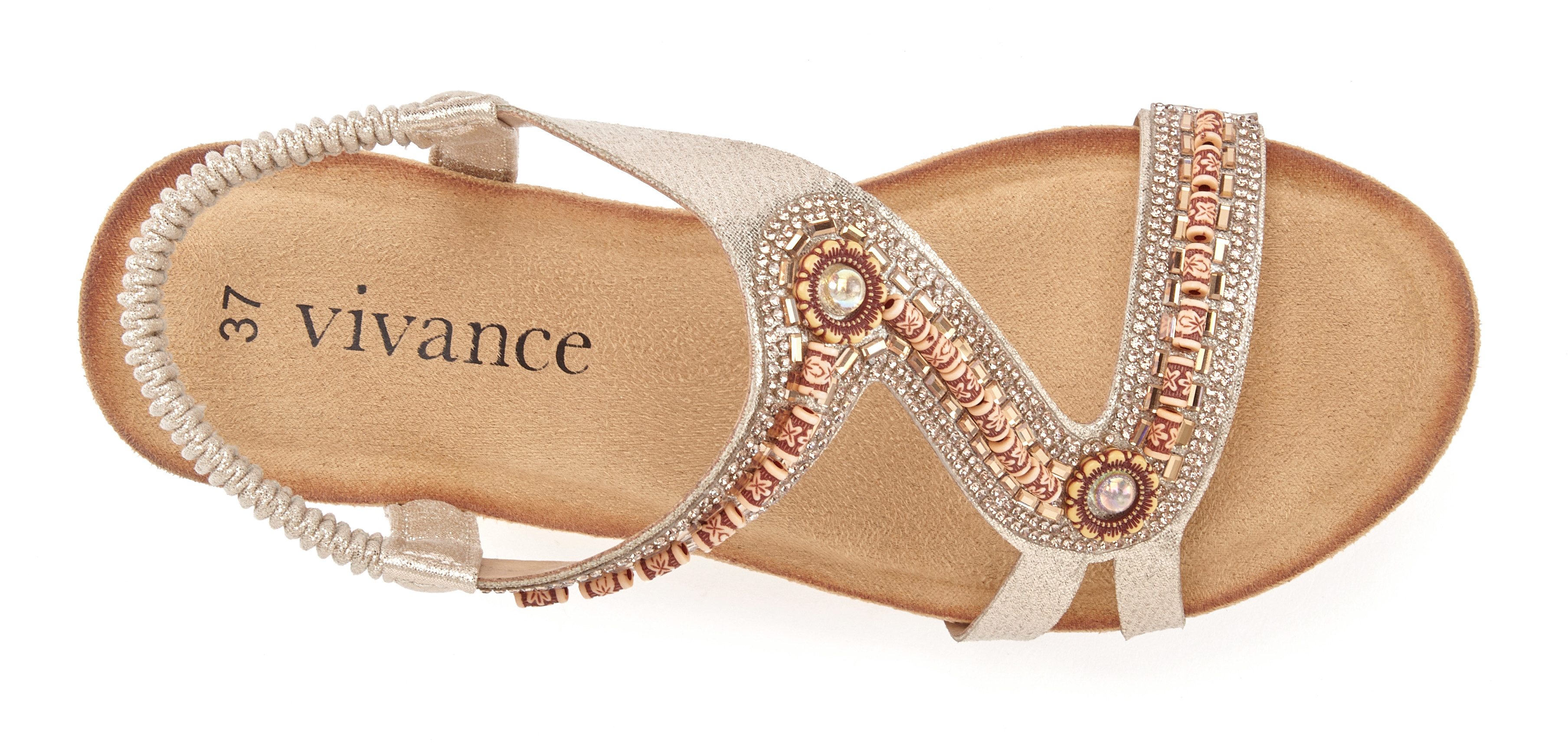 Vivance Sommerschuh, offener Schuh, Sandale, Keilsandalette, Sandalette mit Glitzerdetails, Keilabsatz & elastischem Riemchen VEGAN