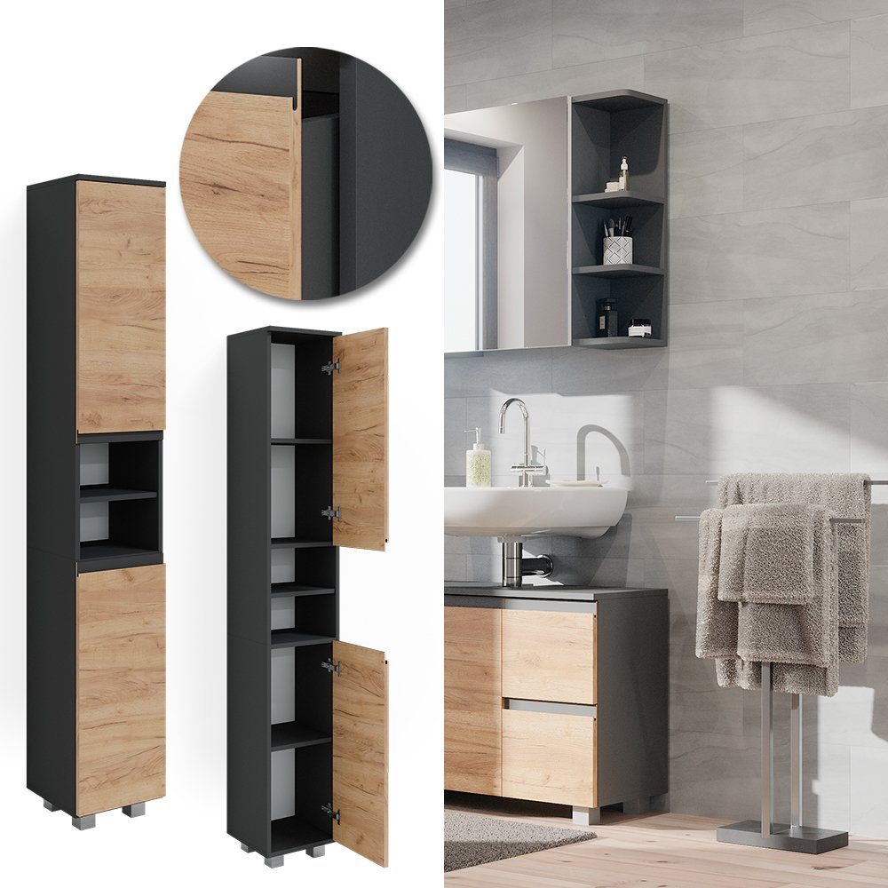 Vicco Hochschrank J-Shape, Anthrazit/Eiche, 30 x günstig online kaufen