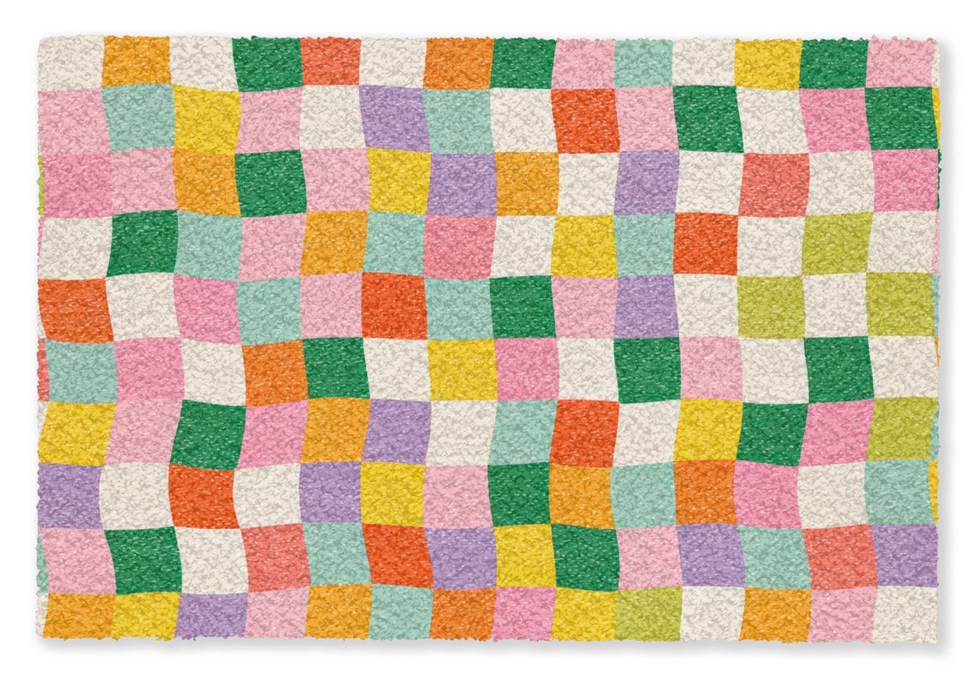 MuchoWow Fußmatte Quadrate - Bunt - Gewellt, Rechteckig, innen Schmutzfangmatte, Tür, Schmutzfänger Flur, Teppich 60x40 cm