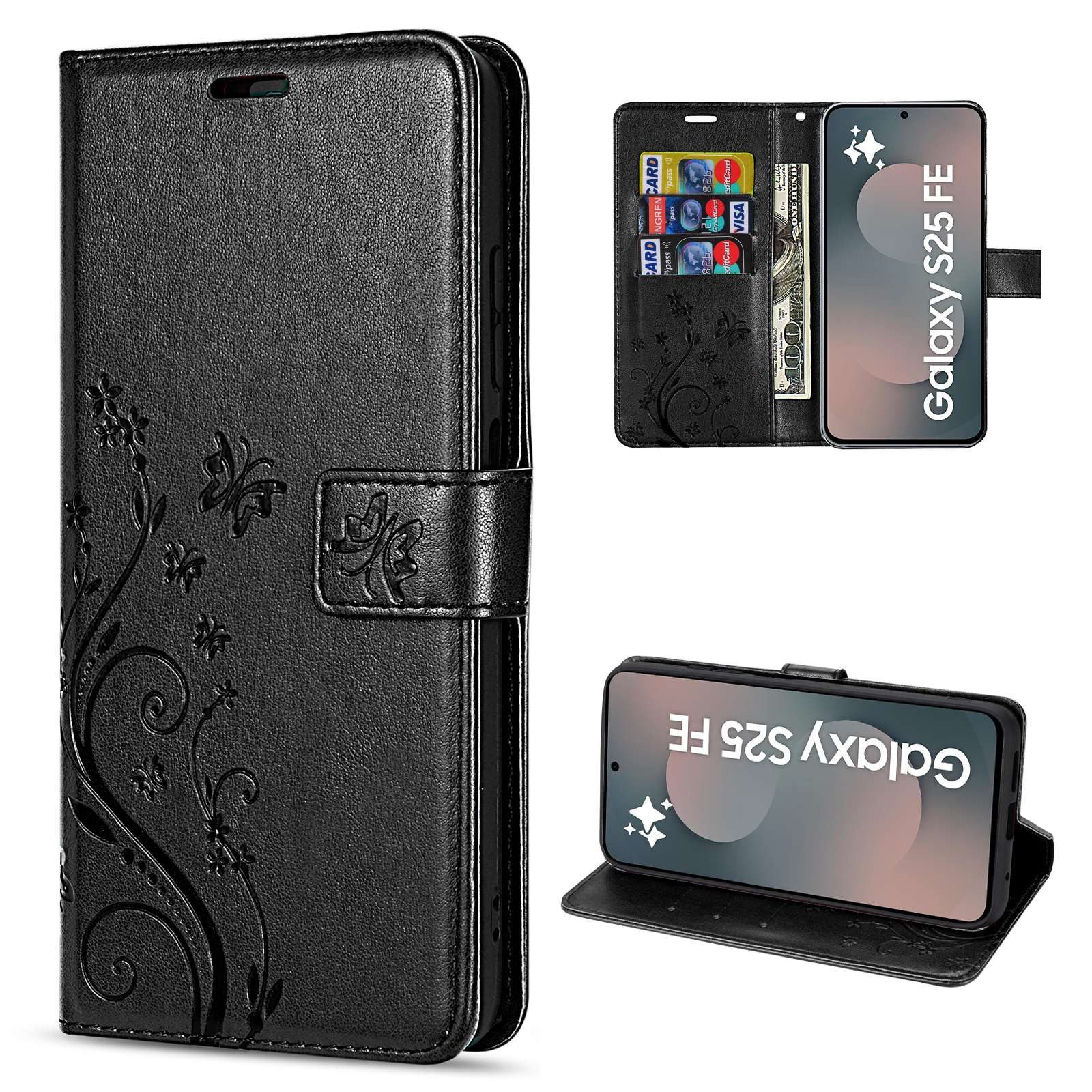 betterfon Handyhülle Handytasche für Samsung Galaxy S25 FE Klapphülle mit Kartenfächern, Bookstyle-Hülle: Magnetverschluss 3 Kartenfächer & Standfunktion