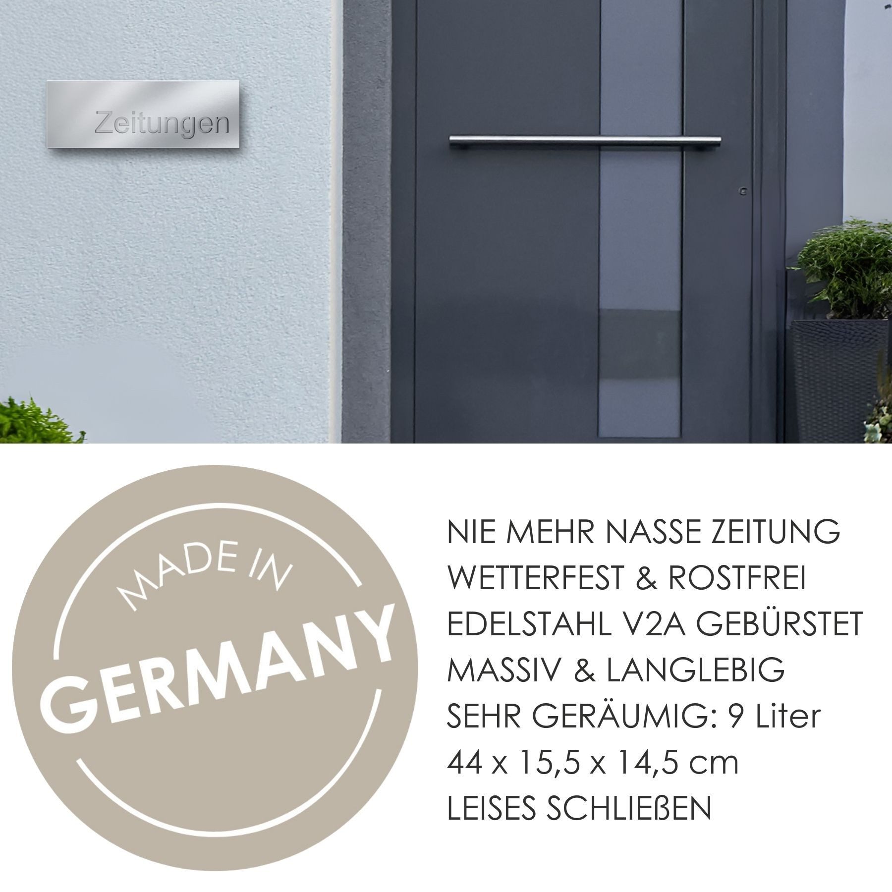 MOCAVI Zeitungsrolle Zeitungsfach ZF2 Edelstahl geschlossen Zeitungen