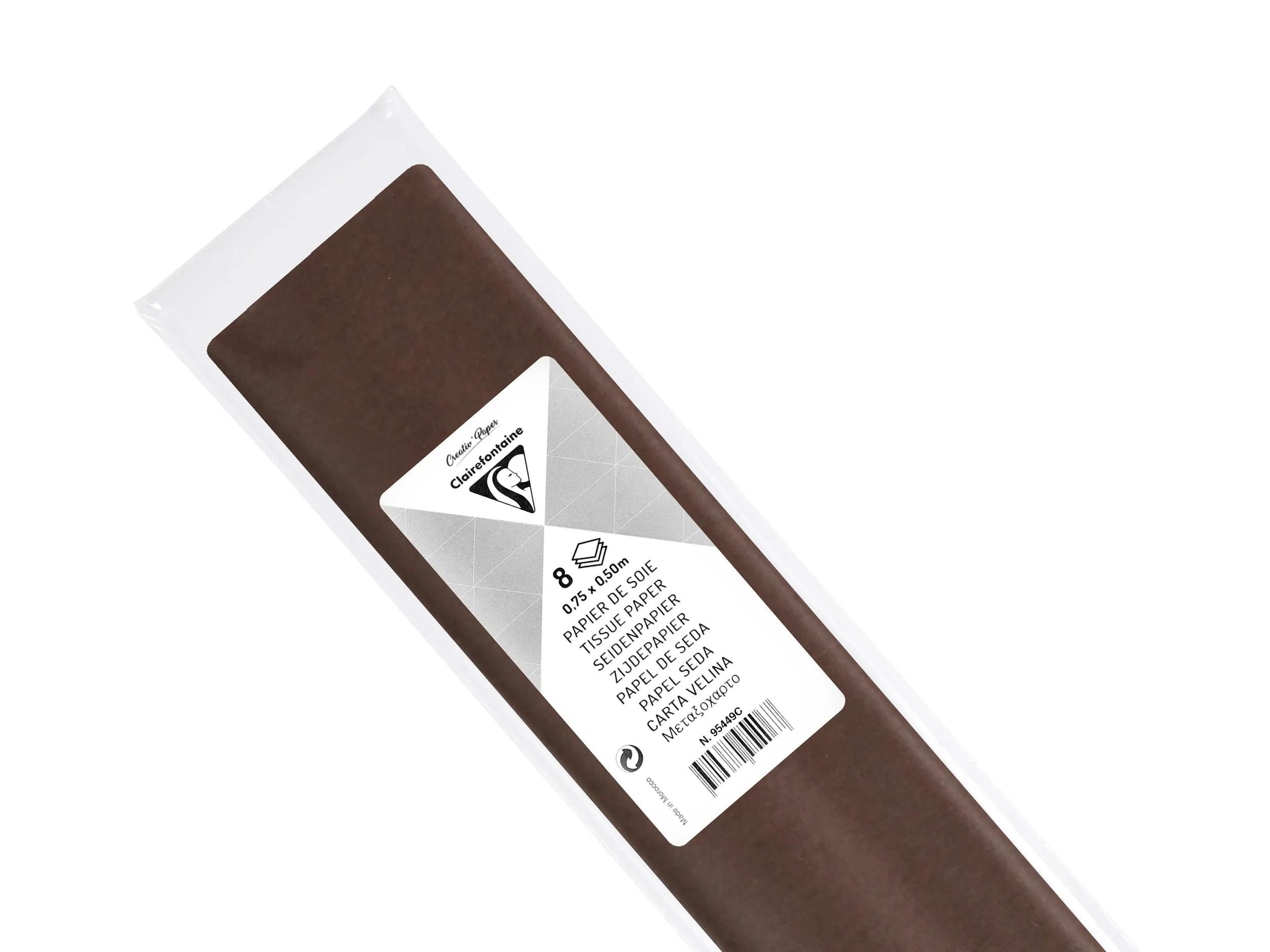 CLAIREFONTAINE Seidenpapier 10x Seidenpapier, Pack. 8 Bogen 50x75cm Schokoladenbraun 95449C, LOISIR CREATIF & DECORATION