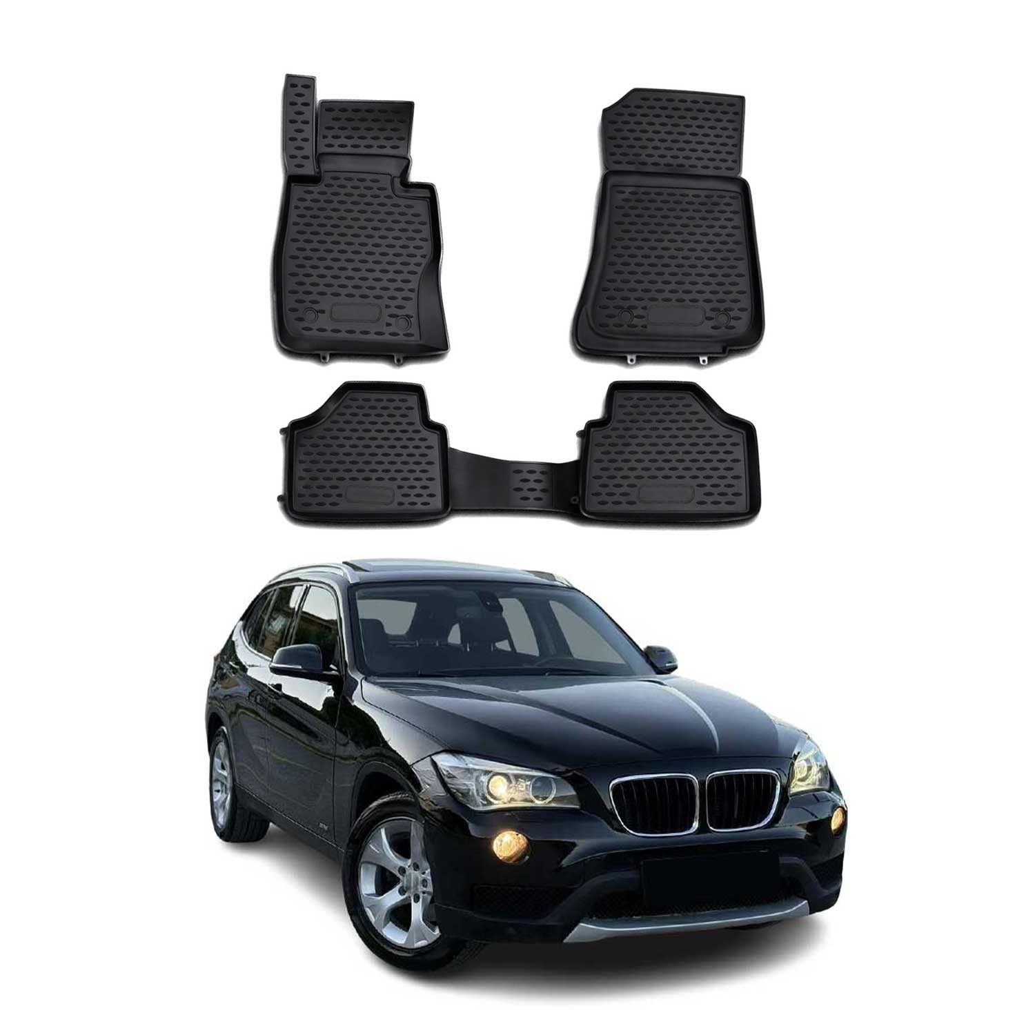 OMAC Auto-Fußmatten für BMW X1 E84 2009-2015 Schwarz 4 tlg TPE (4 St), für BMW X1 E84 2009-2015 BMW X1 E84 2009-2015, Antirutsch,Wasserfest,Einfache Installation