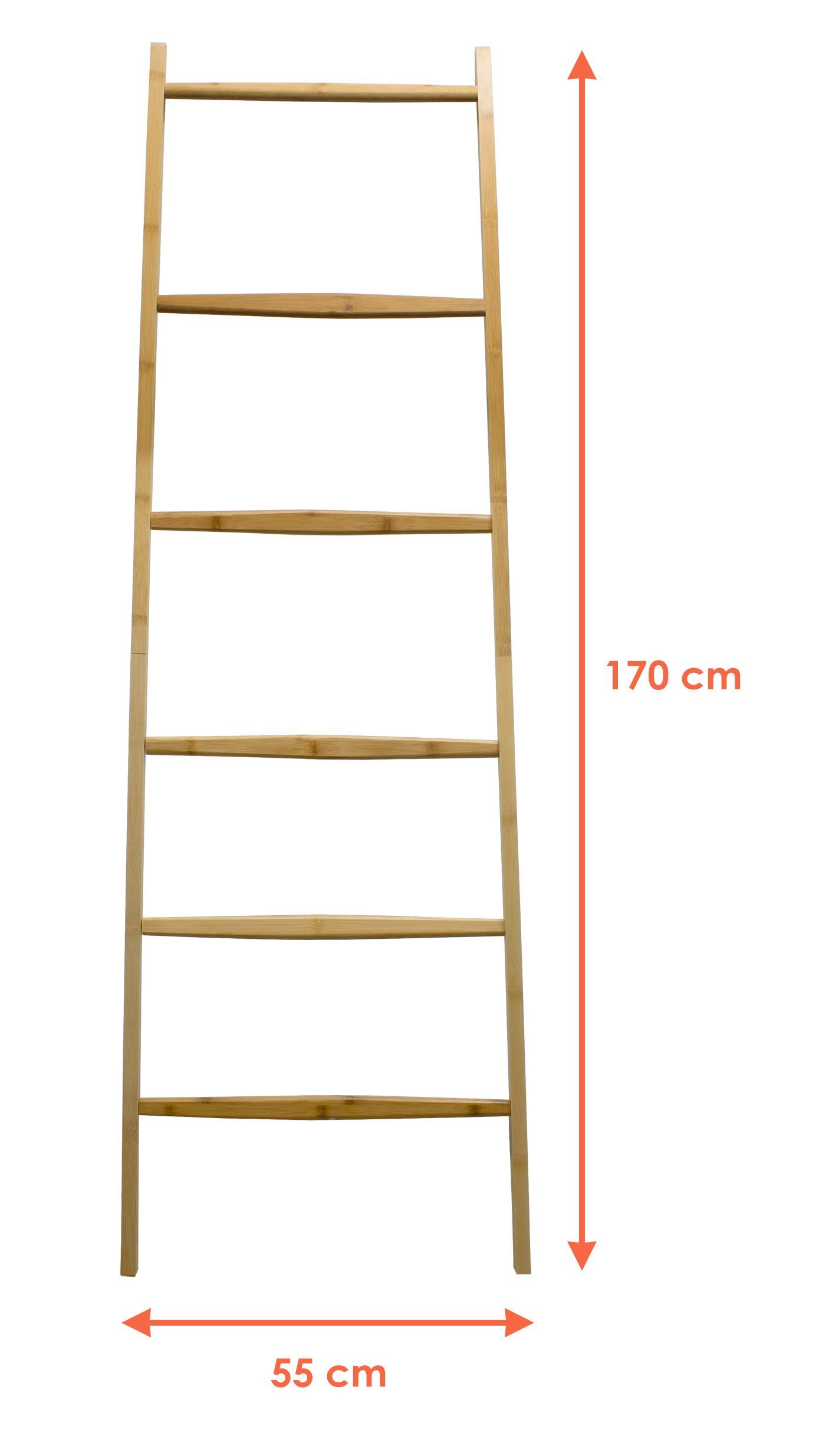 Spetebo Dekoleiter Bambus Holz Dekoleiter natur - 170 cm x 55 cm (Packung, 1 tlg), Holzleiter Deko Garderobe im Landhaus Design – Bild 2 von 3