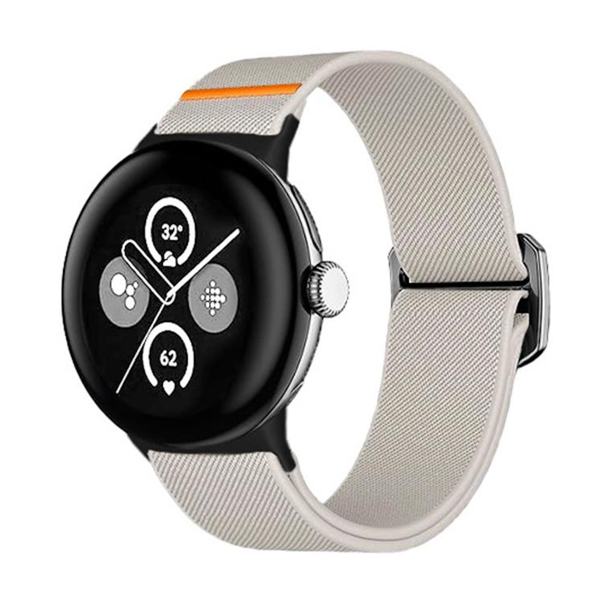 Wigento Smartwatch-Armband Für Google Pixel Watch 4 3 2 1 41mm Nylon Armband Elastisch Beige, Elastisch, verstellbar