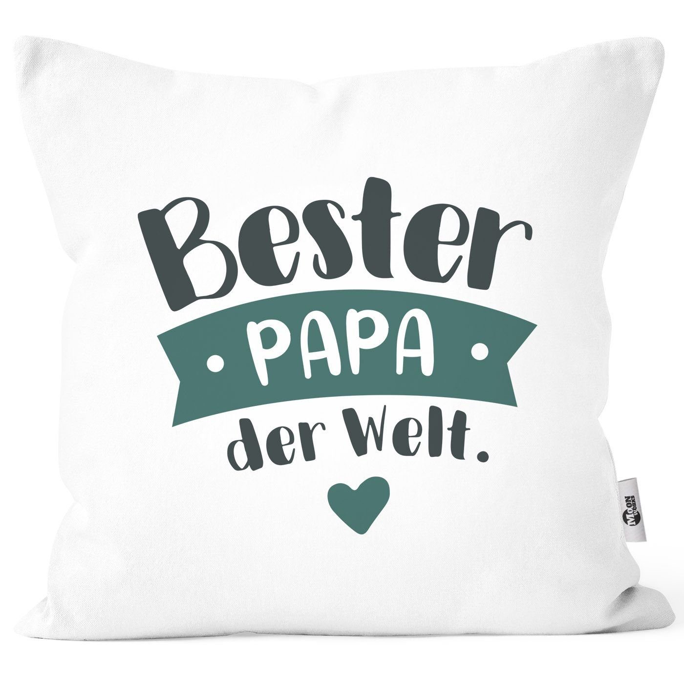 MoonWorks Dekokissen Kissenbezug Beste/r Geschenk Mama/Papa der Petrol Geburtstag Danke Welt Weihnachten Papa Papa Moonworks® Mama sagen Bester weiß