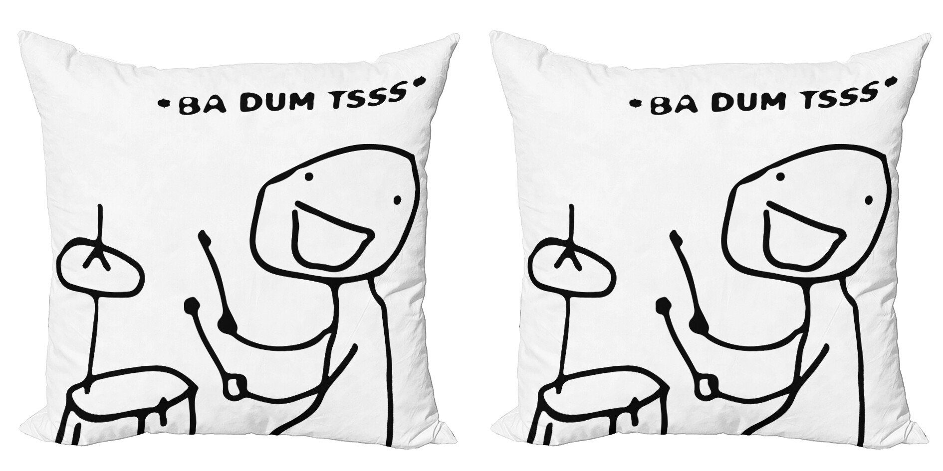 Kissenbezüge Modern Accent Doppelseitiger Digitaldruck, Abakuhaus (2 Stück), Humor Badumts Drum Meme Comics