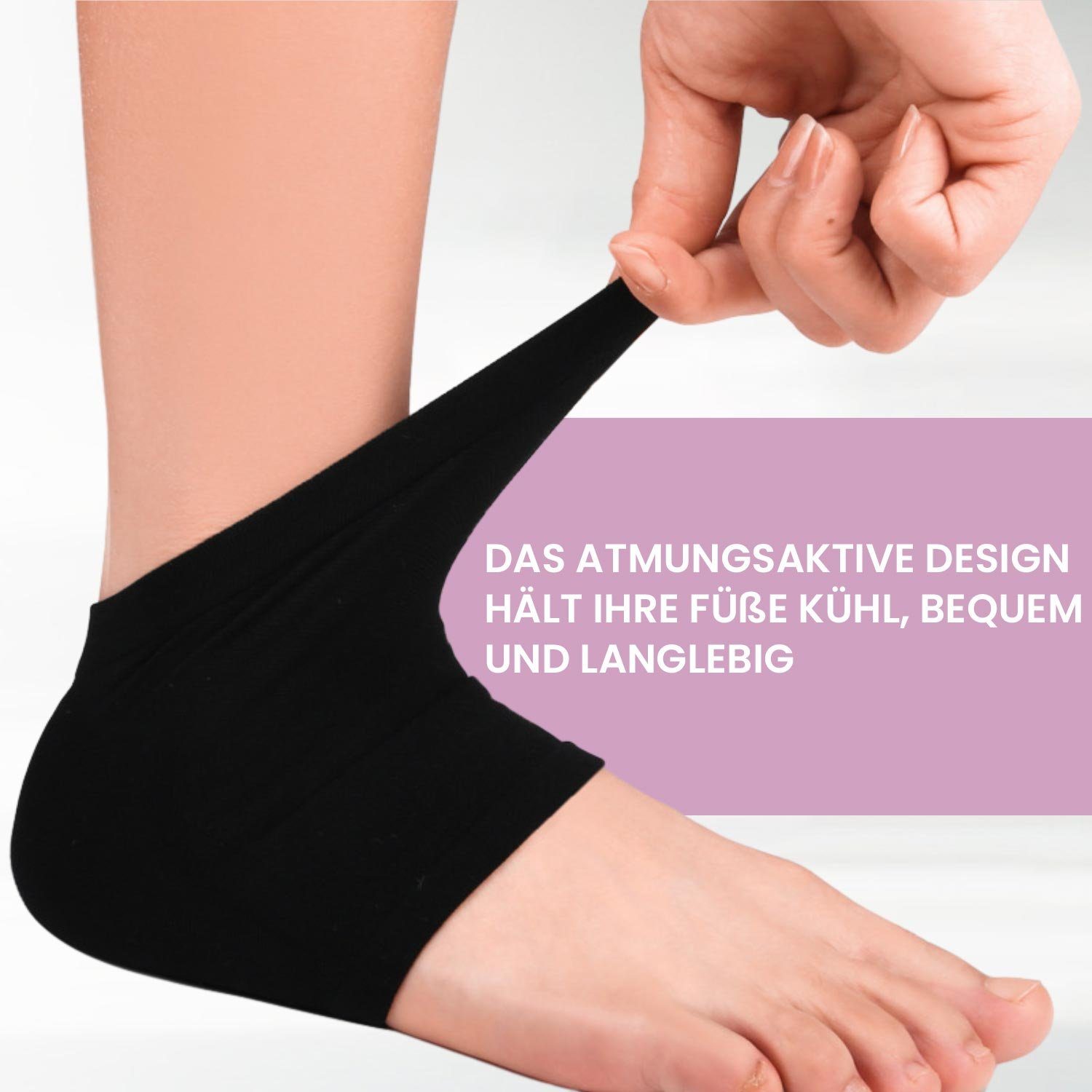Daisred Komfortsocken 1 Paar Fersenschutz (Massagepunkte) Schwarz Socken aus Gel,Feuchtigkeitsspendende