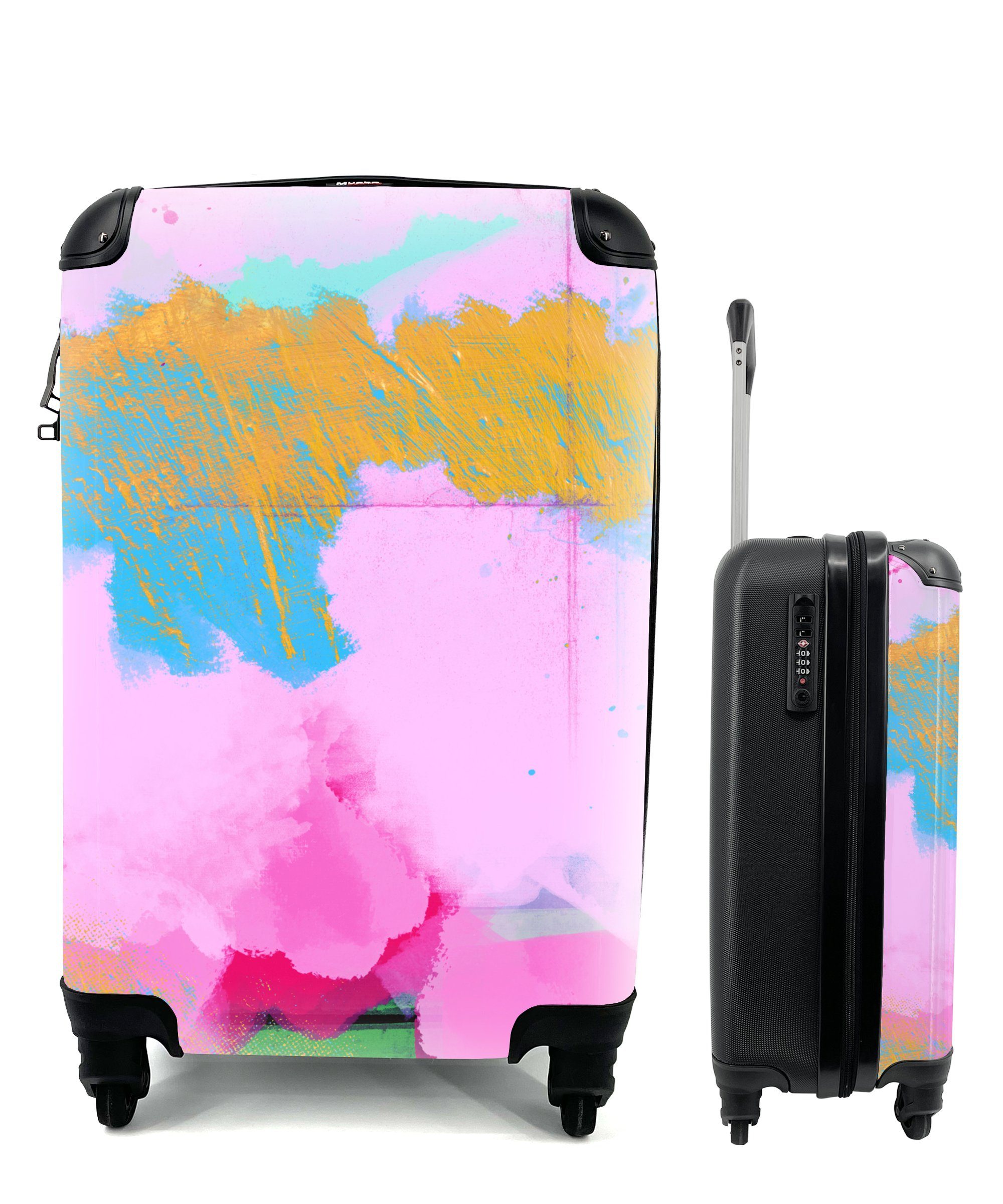 MuchoWow Handgepäckkoffer Farbe - Regenbogen - Abstrakt, 4 Rollen, Reisetasche mit rollen, Handgepäck für Ferien, Trolley, Reisekoffer