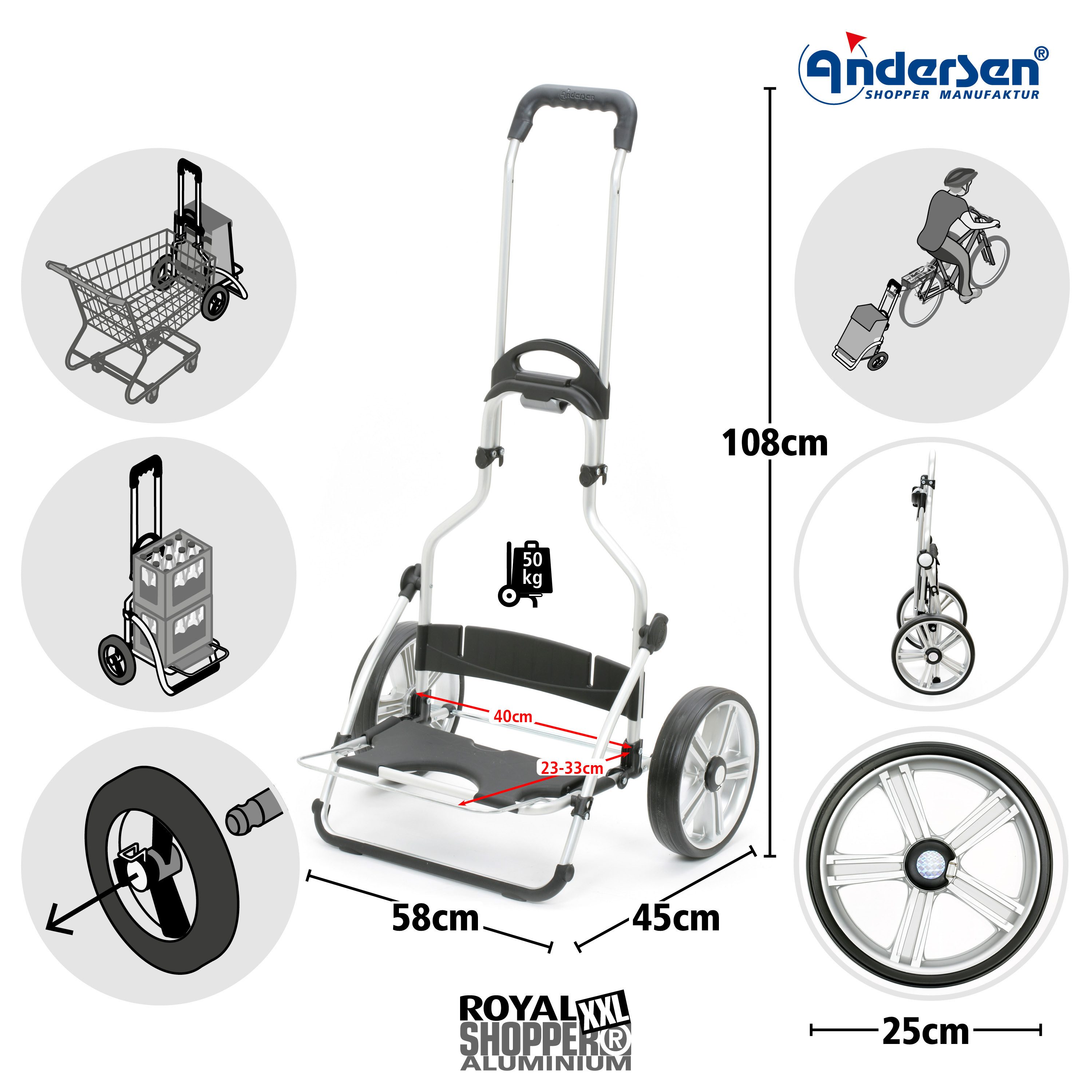 Andersen Einkaufstrolley Andersen Royal Shopper XXL Fado 2.0 gelb, 74 l günstig online kaufen