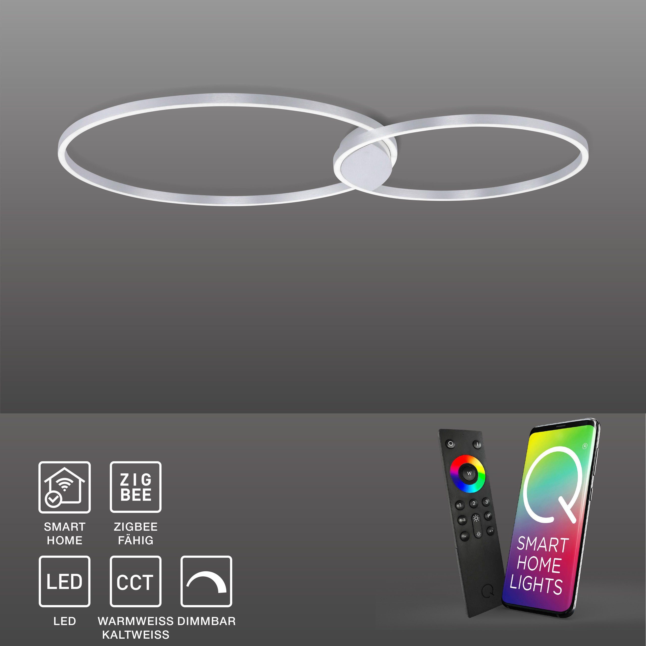 Paul Neuhaus Smarte LED-Leuchte mit Alexa-tauglich APP´s LED CCT - Home, über gängige APP, Mit steuerbar Q Farbwechsel, Deckenleuchte Funkfernbedienung, über Smart steuerbar Memoryfunktion, Dimmfunktion, Leuchtmittel, CCT-Farbtemperaturwechsel, KATE