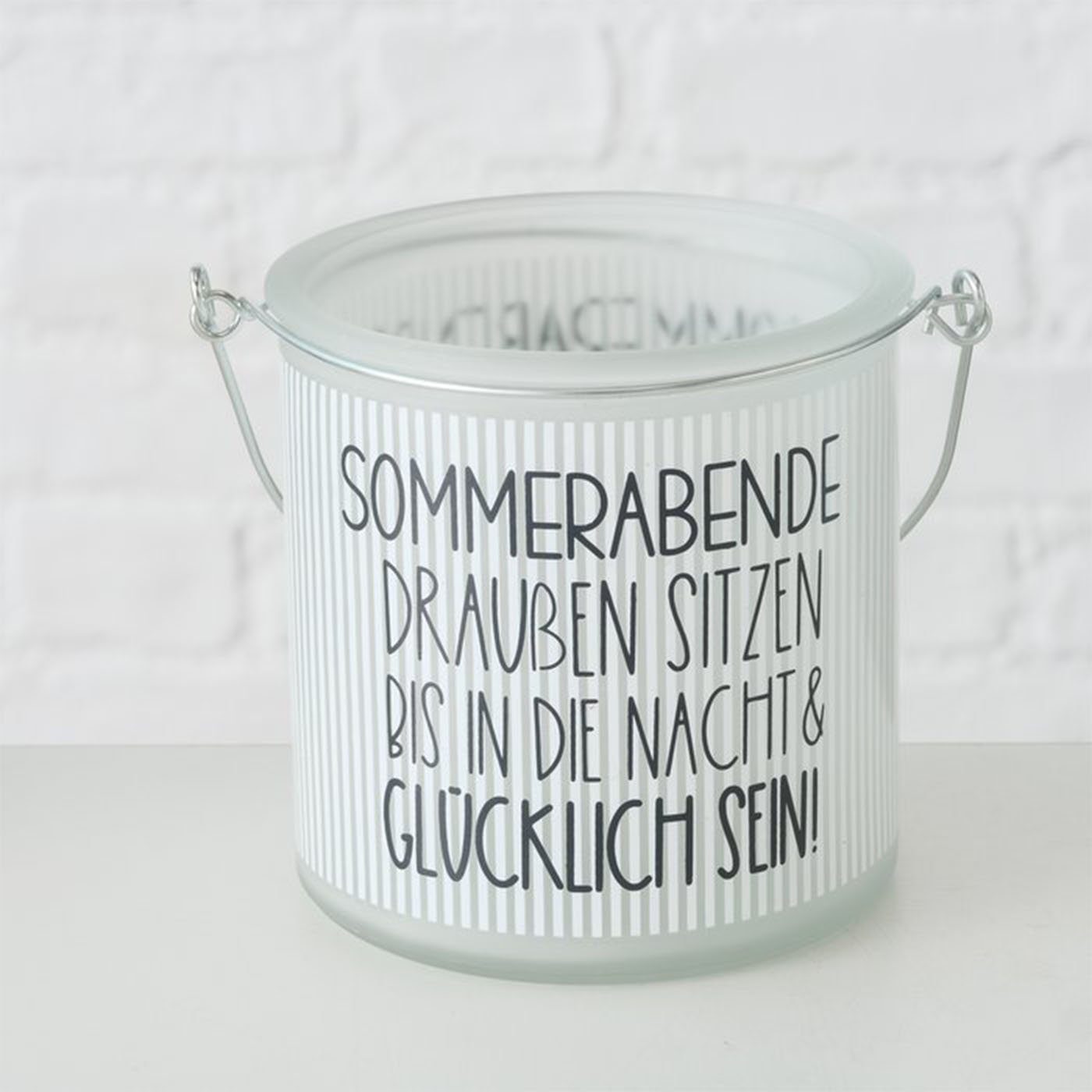Bedruckt Glas aus mit im Spruch BOLTZE Set Sommerparty Windlicht 3er Windlicht
