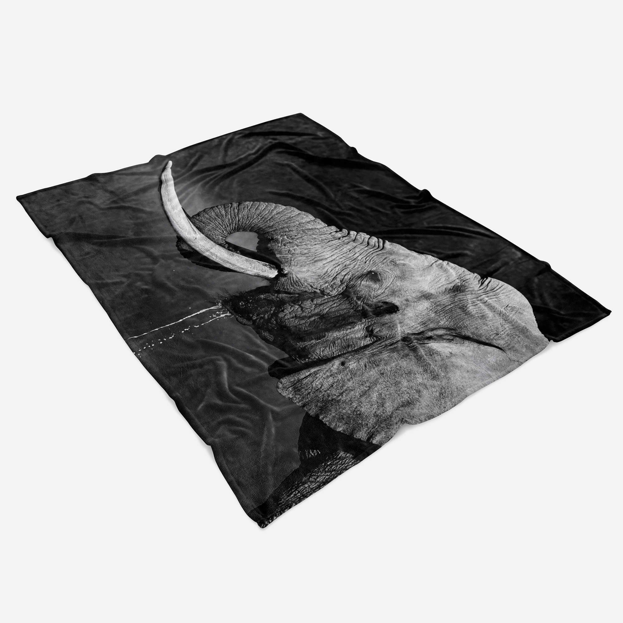 Saunatuch Art Was, Baumwolle-Polyester-Mix Tiermotiv Handtuch mit Sinus Elefant (1-St), Kuscheldecke Strandhandtuch Handtücher trinkt Handtuch