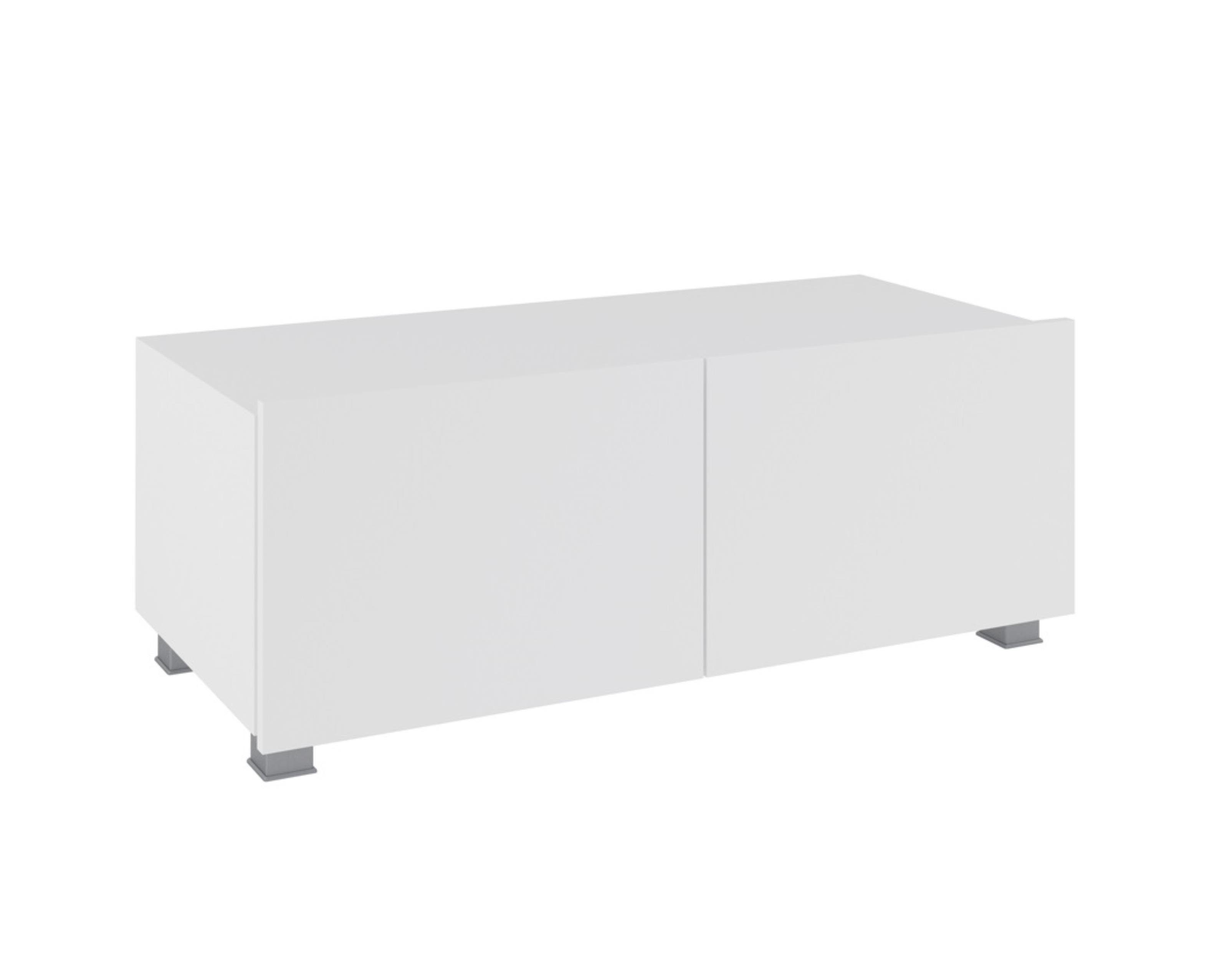 Furnix TV-Schrank PUNE 100 TV-Lowboard fürs Wohnzimmer freistähend oder Wandmontage nach Wahl möglich Weiß/Weiß Glanz