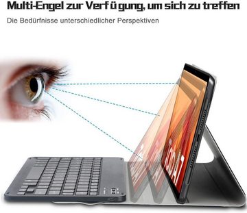 IVSO Tastatur Hülle für Samsung Galaxy Tab A7 (Deutsches QWERTZ), Tablet-Tastatur (Ständer PU Schutzhülle Hülle mit magnetisch Abnehmbarer Kabellose Tastatur für Samsung Galaxy Tab A7 2020 10.4 Zoll)