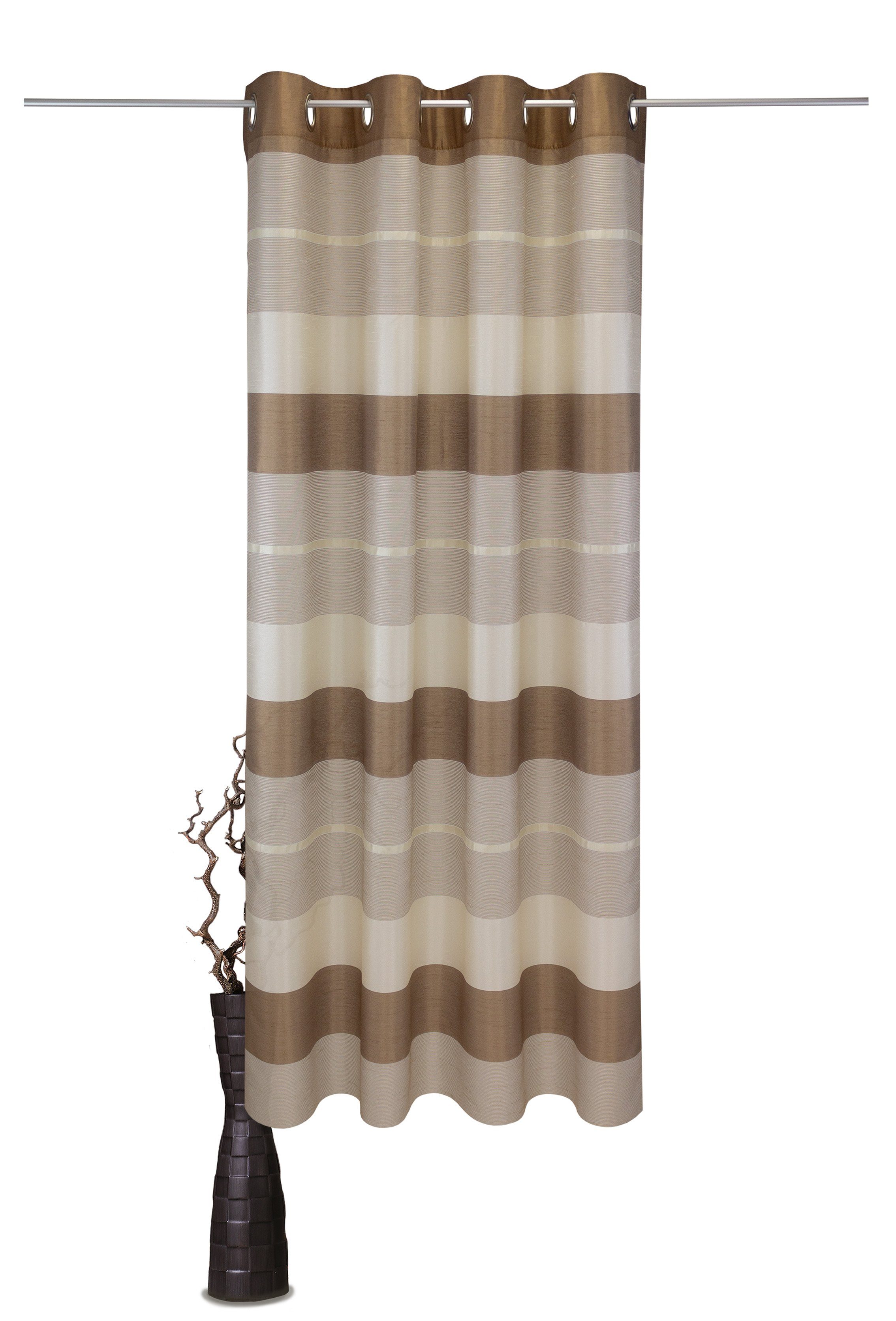 Vorhang Solea, VHG, Ösen (1 St), halbtransparent, Polyester, Schal beige-braun