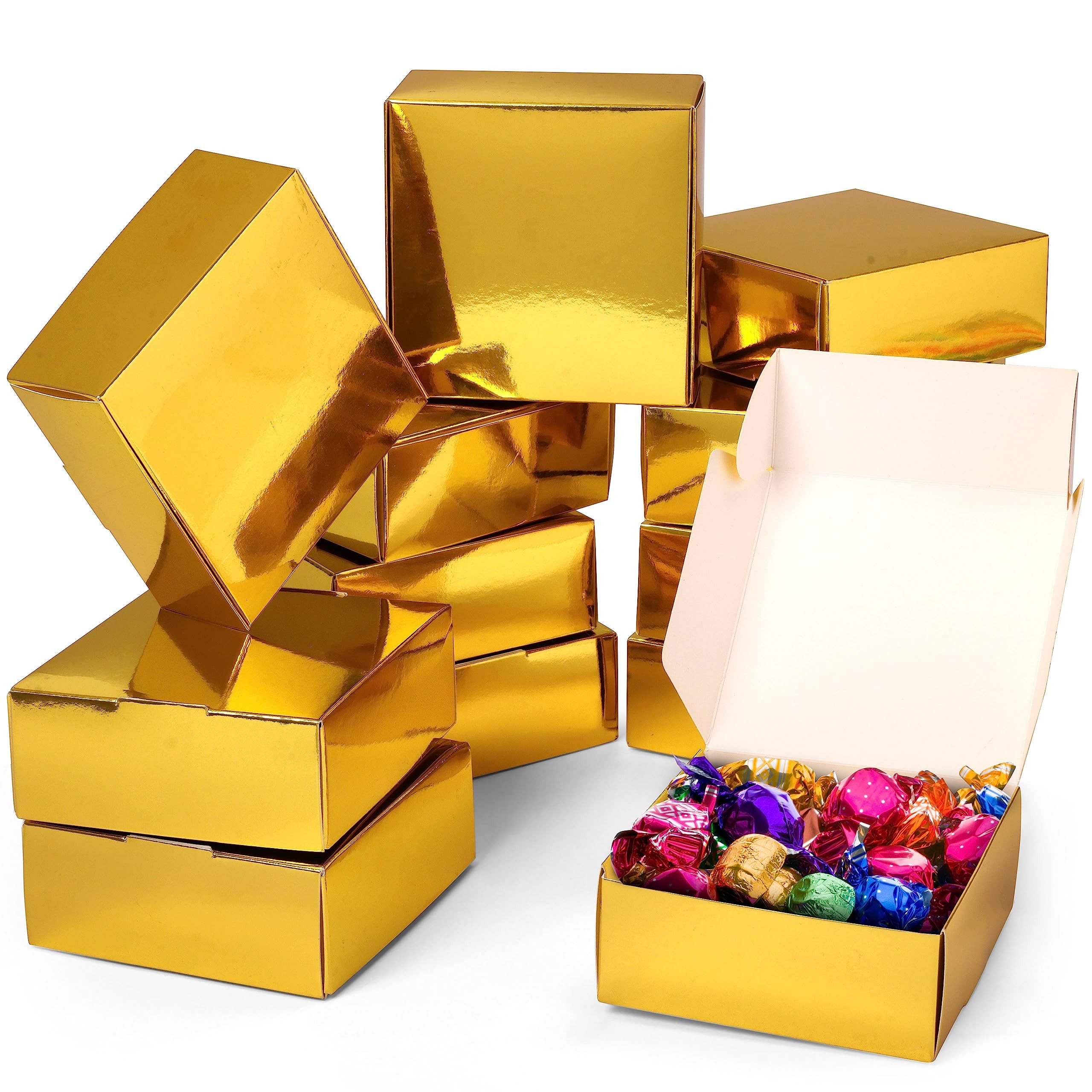 Kurtzy Geschenkbox Quadratische Kartonboxen - Goldene Geschenkboxen (20 Stück), Goldene Geschenkboxen (20 Stk) - Quadratische Kartonboxen