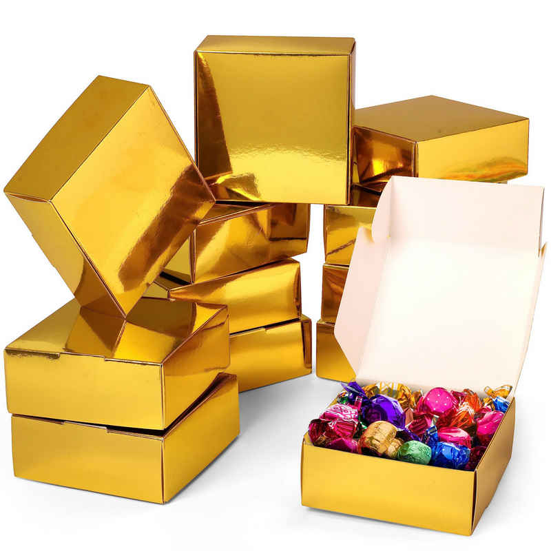 Kurtzy Geschenkbox Quadratische Kartonboxen - Goldene Geschenkboxen (20 Stück), Goldene Geschenkboxen (20 Stk) - Quadratische Kartonboxen