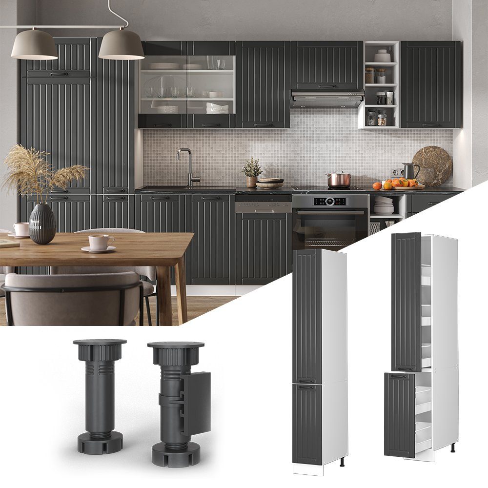 Vicco Hochschrank Fame-Line, Anthrazit Landhaus/Weiß, 30 günstig online kaufen