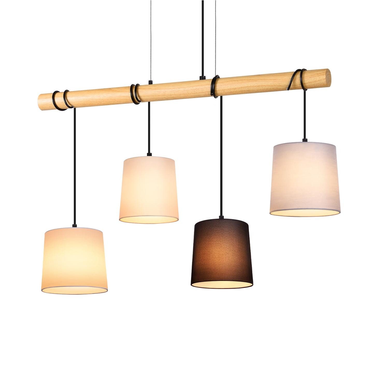 ZMH Pendelleuchte Holz 4 Flammig E27 günstig online kaufen