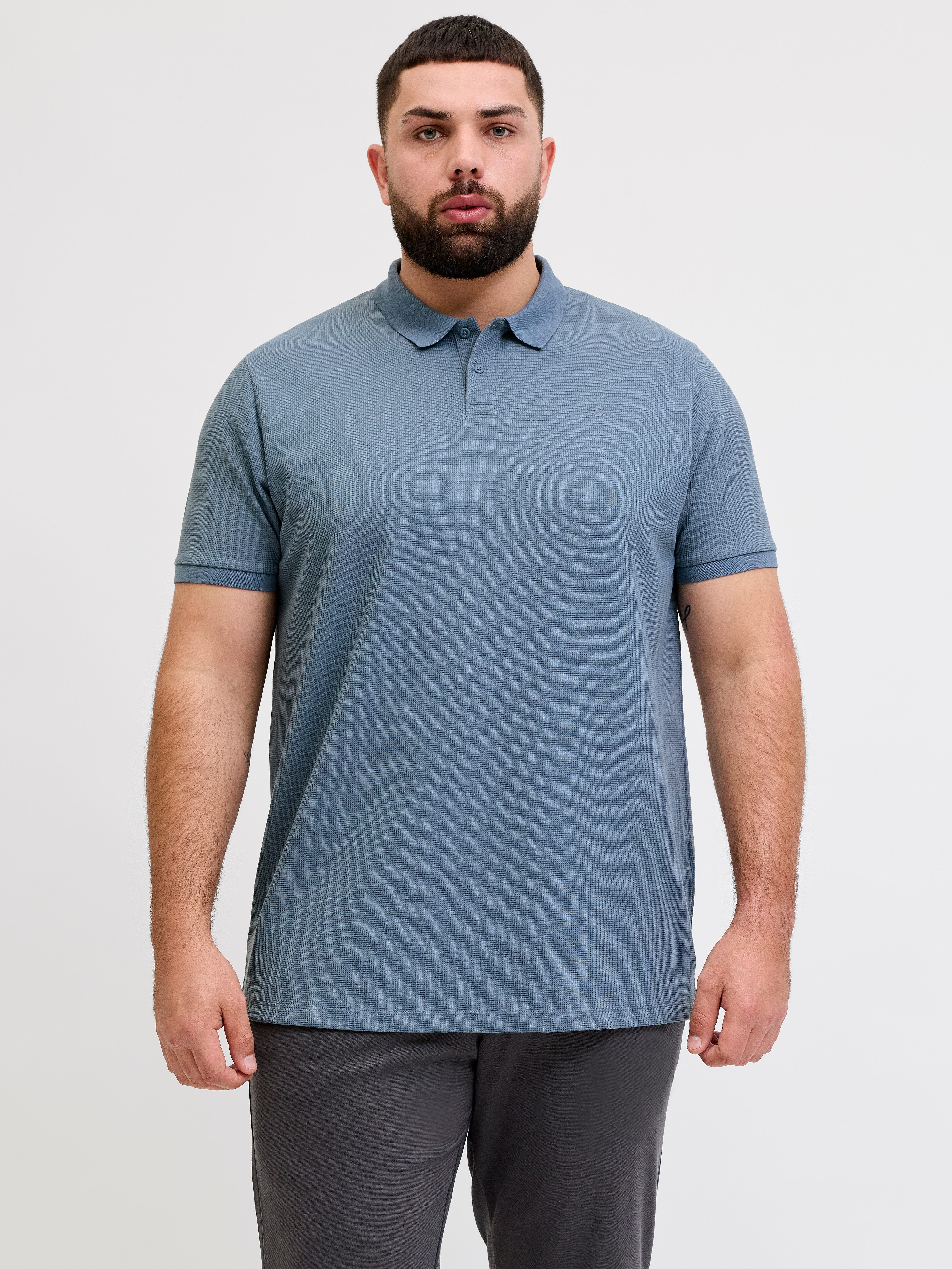 Jack & Jones PlusSize Poloshirt JJEAUSTIN POLO SS NOOS PLS Materialmix, normal geschnitten