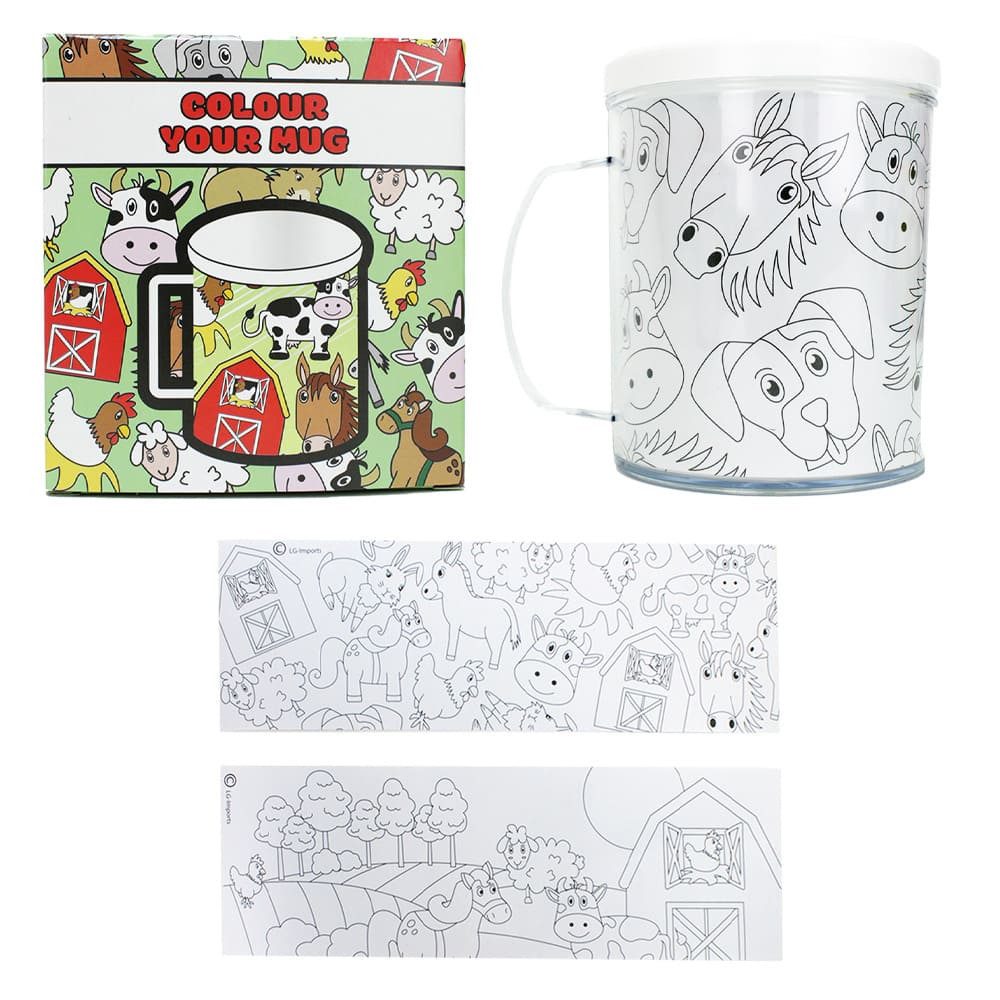 BEMIRO Tasse Tasse Bauernhof Tiere - selbst bemalbar - 300ml