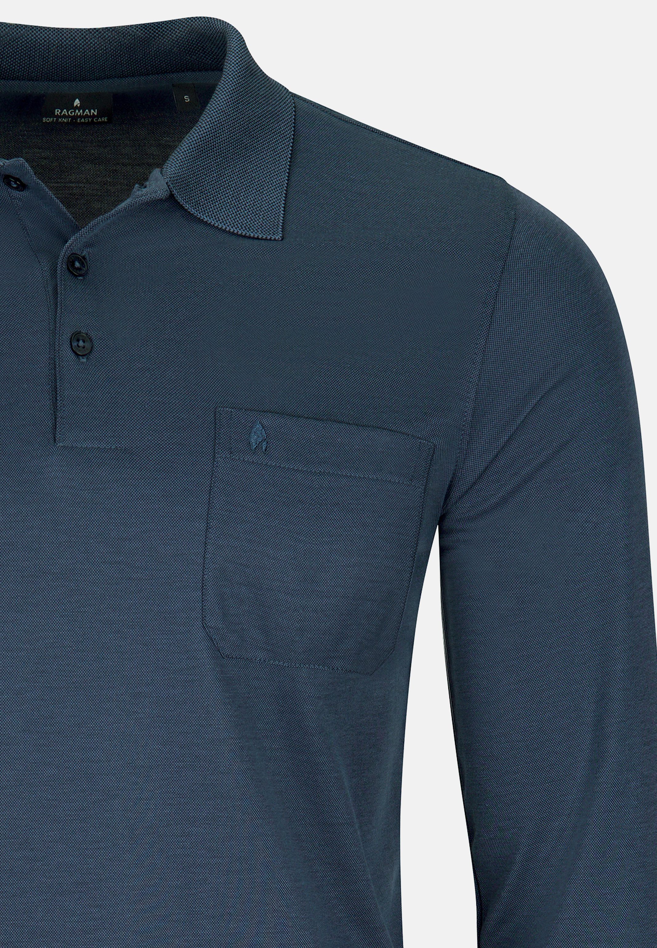 RAGMAN Langarm-Poloshirt Basic (1-tlg) Poloshirt - Baumwolle - Atmungsaktiv - Klassischer Look