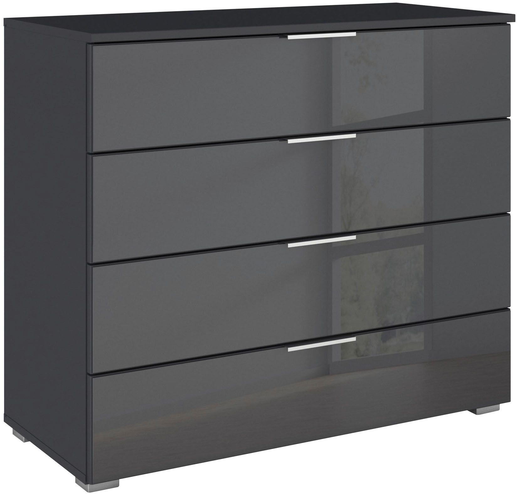 OTTO home Schubkastenkommode Sideboard Schubladenkommode Schubladenkommode AGORDO mit Glasfront (in zwei Griff-Farben, Breite 80 cm), vier große und geräumige Schubladen mit viel Stauraum MADE IN GERMANY