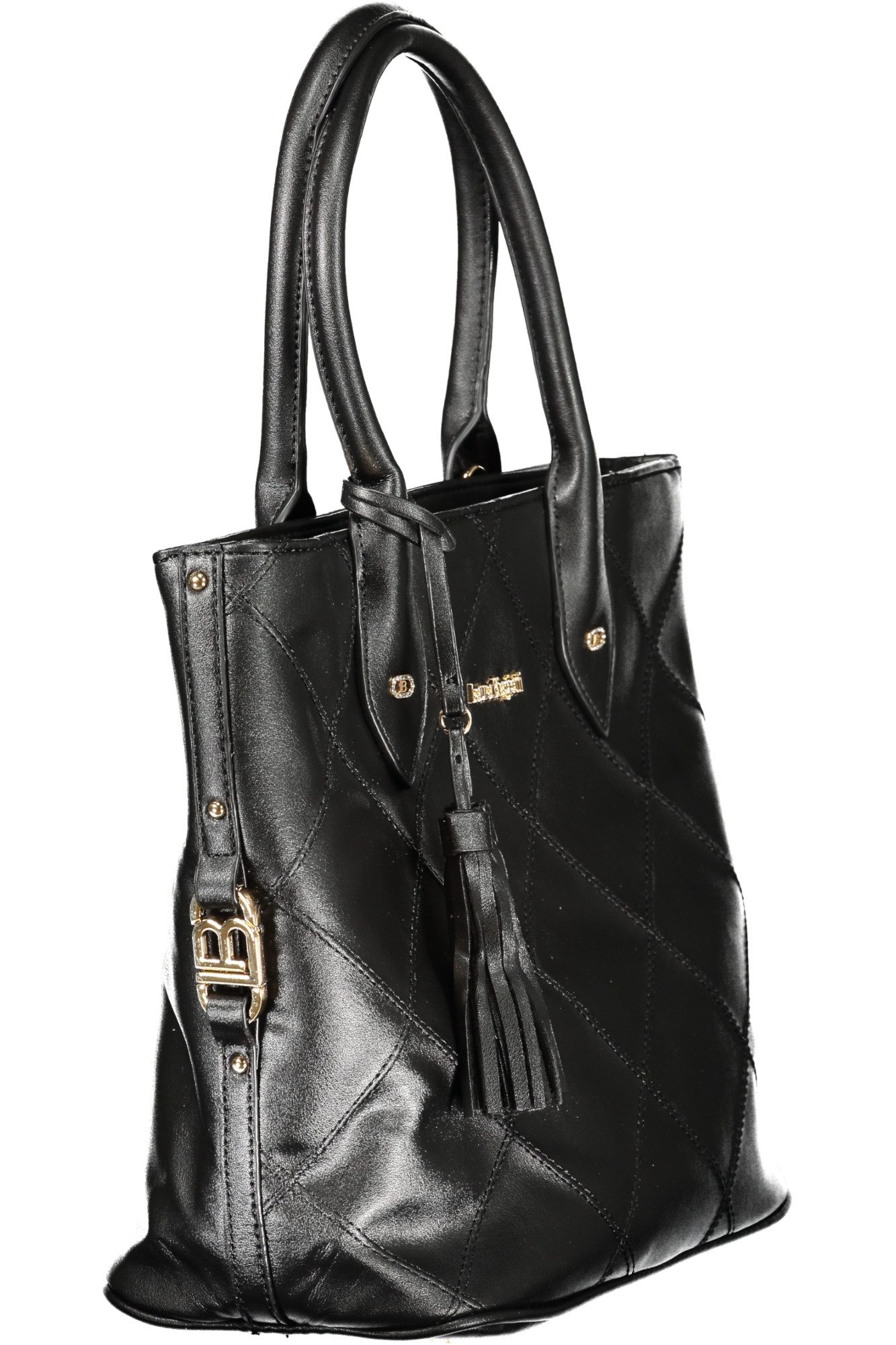 Laura Biagiotti Umhängetasche, Elegante schwarze Tasche mit verstellbarem Riemen und Kontrastdetails