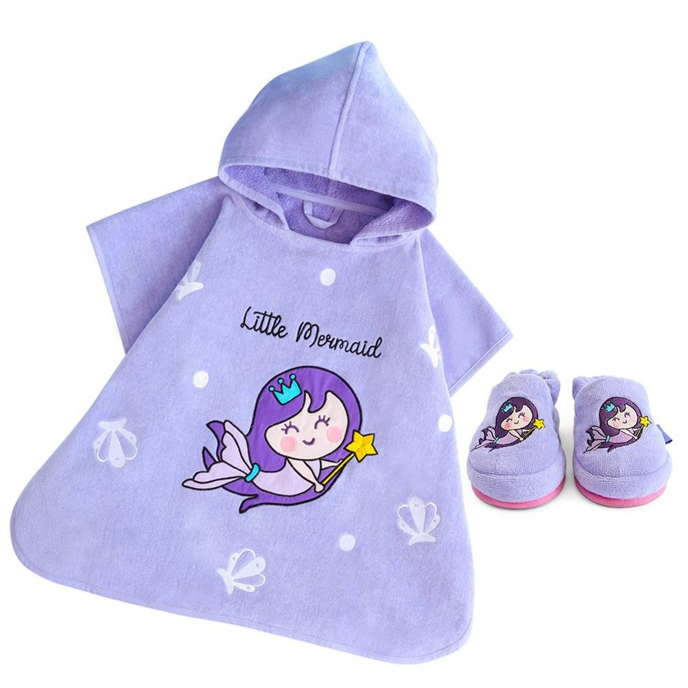 MILK&MOO Poncho Milk&Moo Kinder Set Little Mermaid – Poncho & Hausschuhe, Lila (1-St)