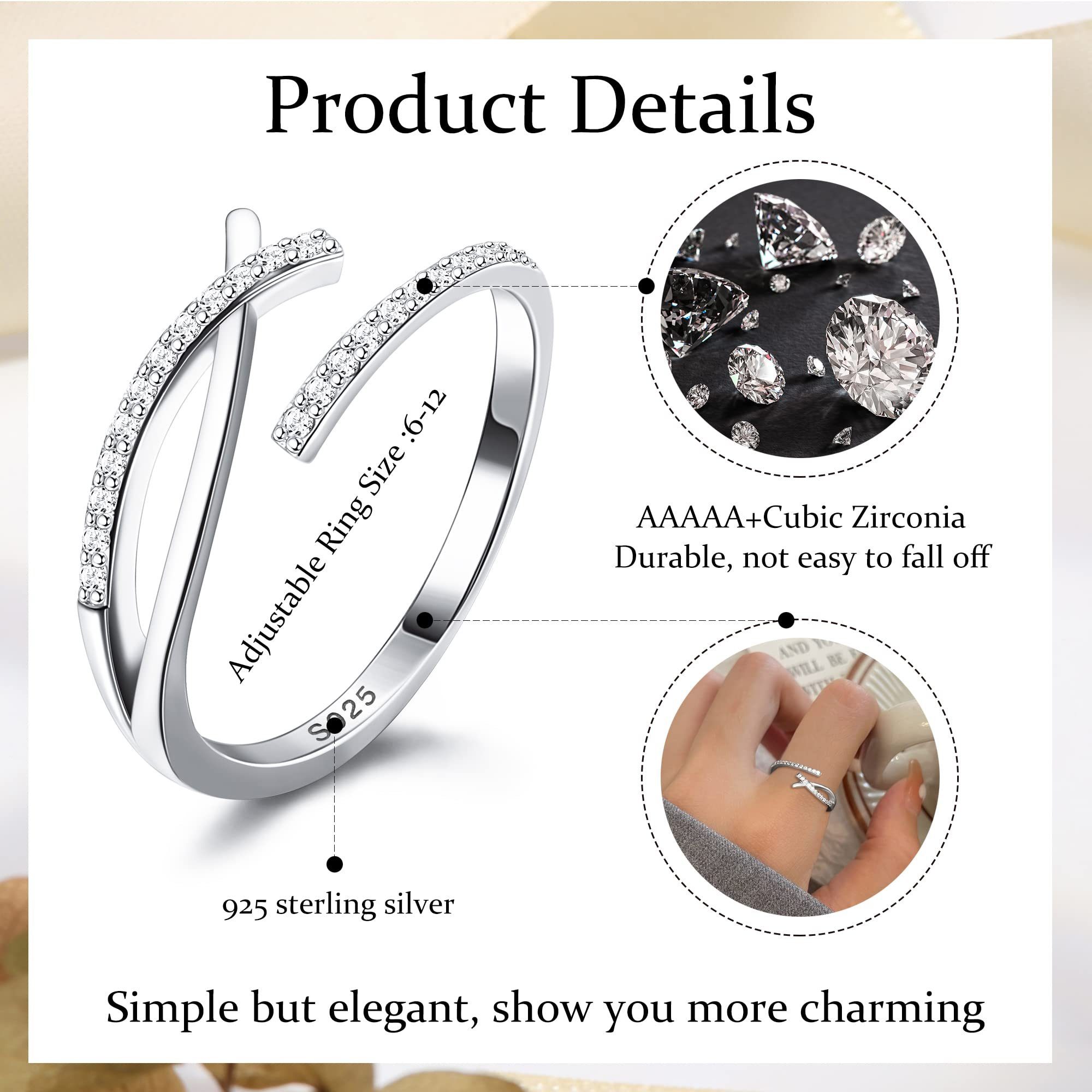 aus Damen Mode Sterlingsilber Fingerring Frauen 925er für Eröffnung Silber S925 Silberschmuck personalisierte Silber Ring, POCHUMIDUU