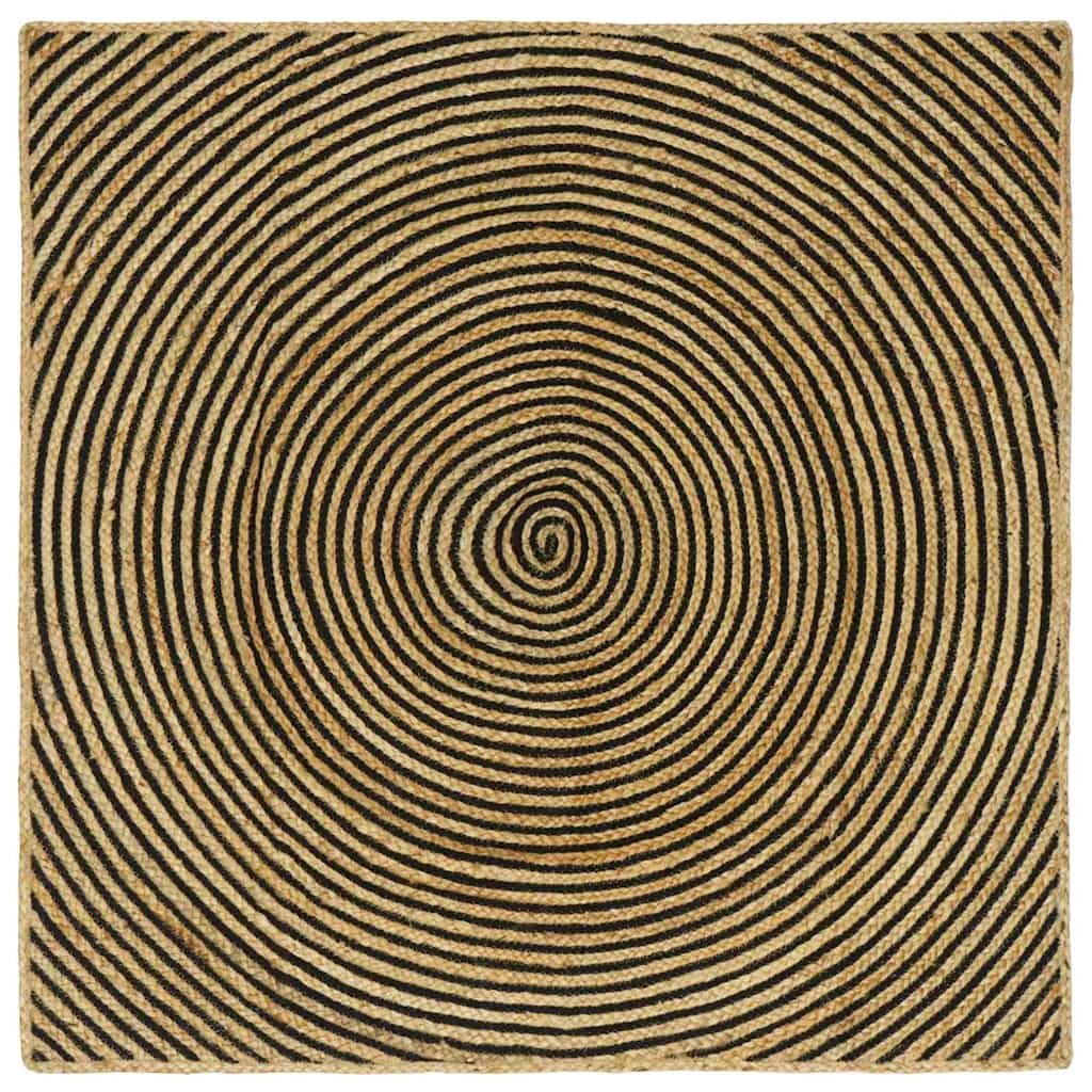 vidaXL Teppich Bereichsteppich Schwarz 160 x 160 cm Jute