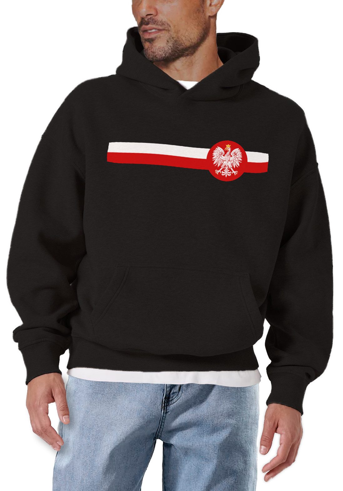 MAKAYA Kapuzenpullover Herren Polen Flagge Fußball günstig online kaufen