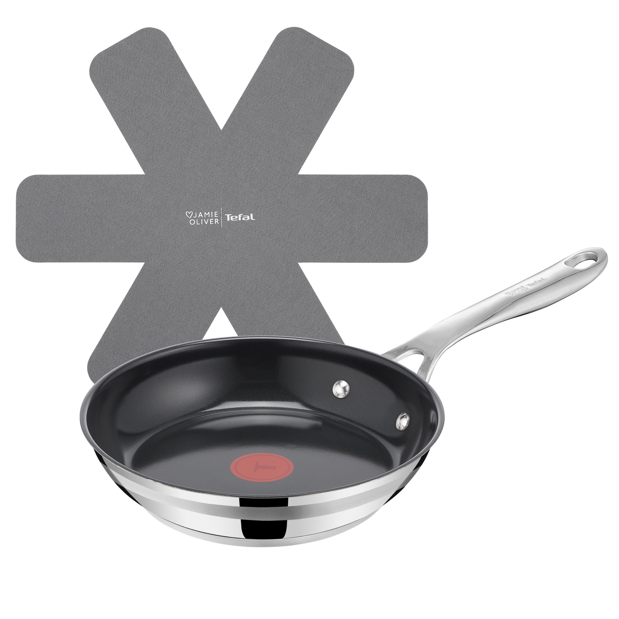 Tefal Pfannen-Set Jamie Oliver Smart Cook, Edelstahl (Set, 2-tlg), Keramikbeschichtung, Thermo-Signal, induktionsgeeignet, Edelstahlgriff