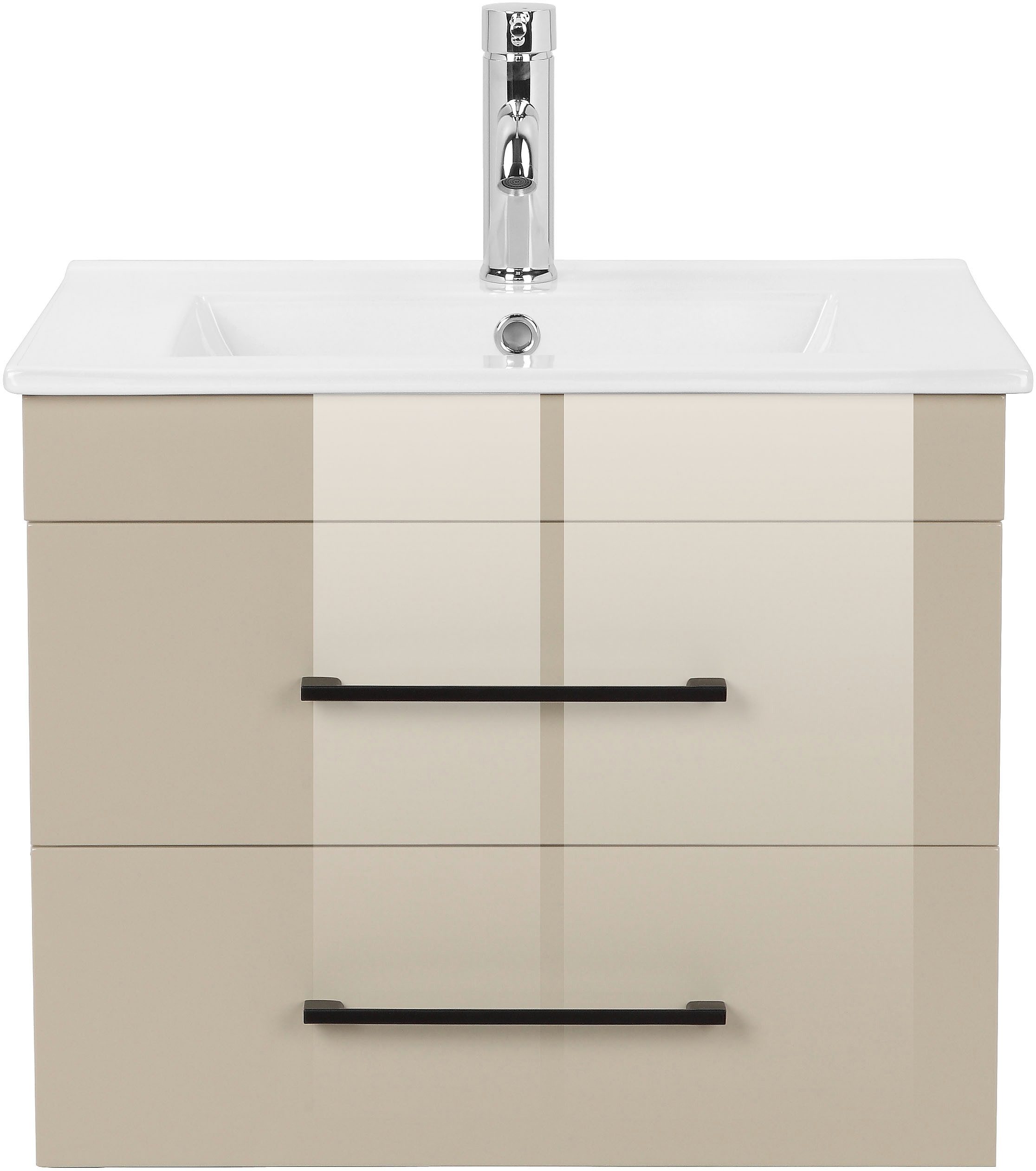 welltime Waschtisch Florenz Badschrank Badmöbel inkl. Waschbecken (Komplett-Set)