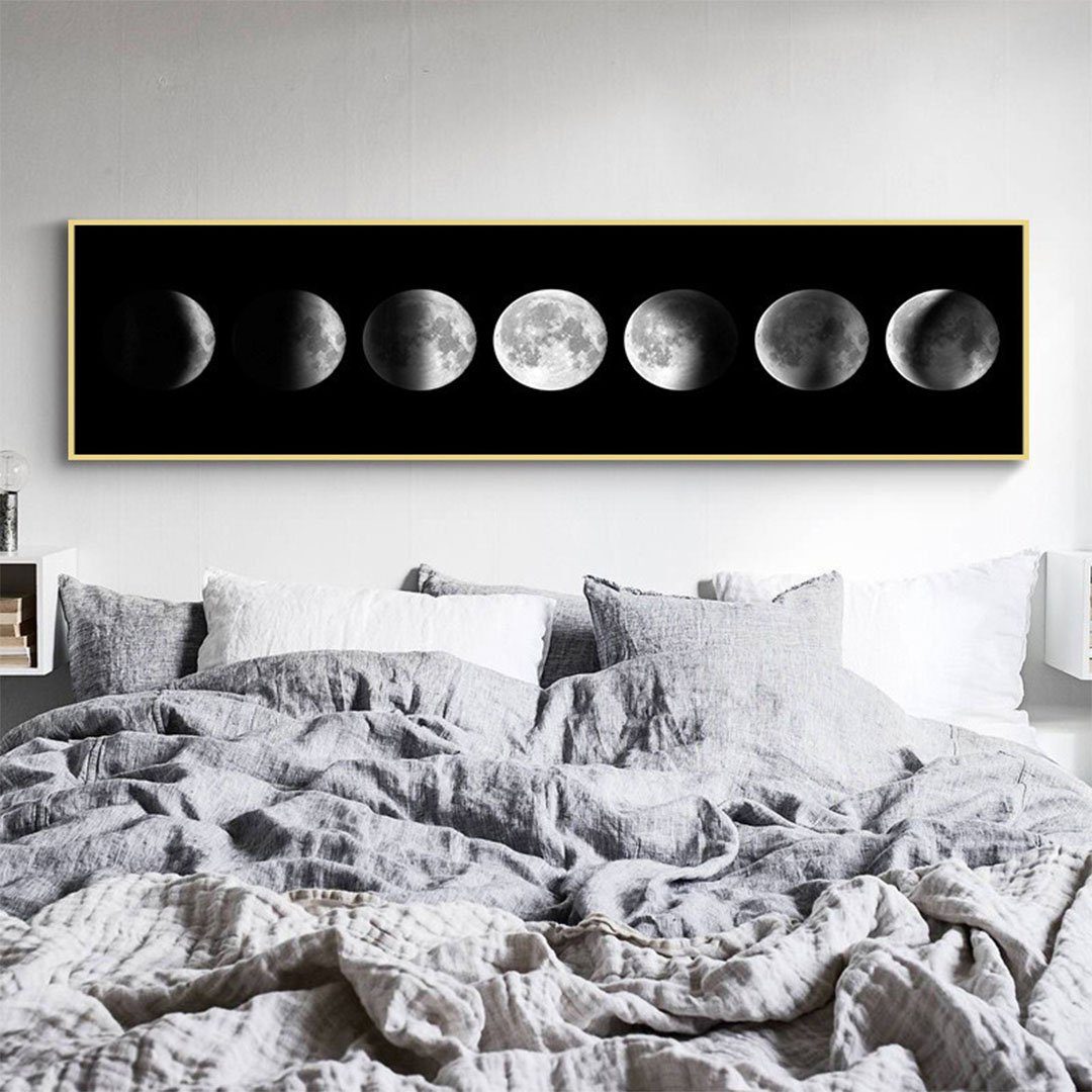 L.Ru UG Kunstdruck Moderner, heller, (1 für St), luxuriöser, schwarzgrauer Bett Luxus-Kern Malerei Mondmalereikern, am Leichter dekorative einfacher