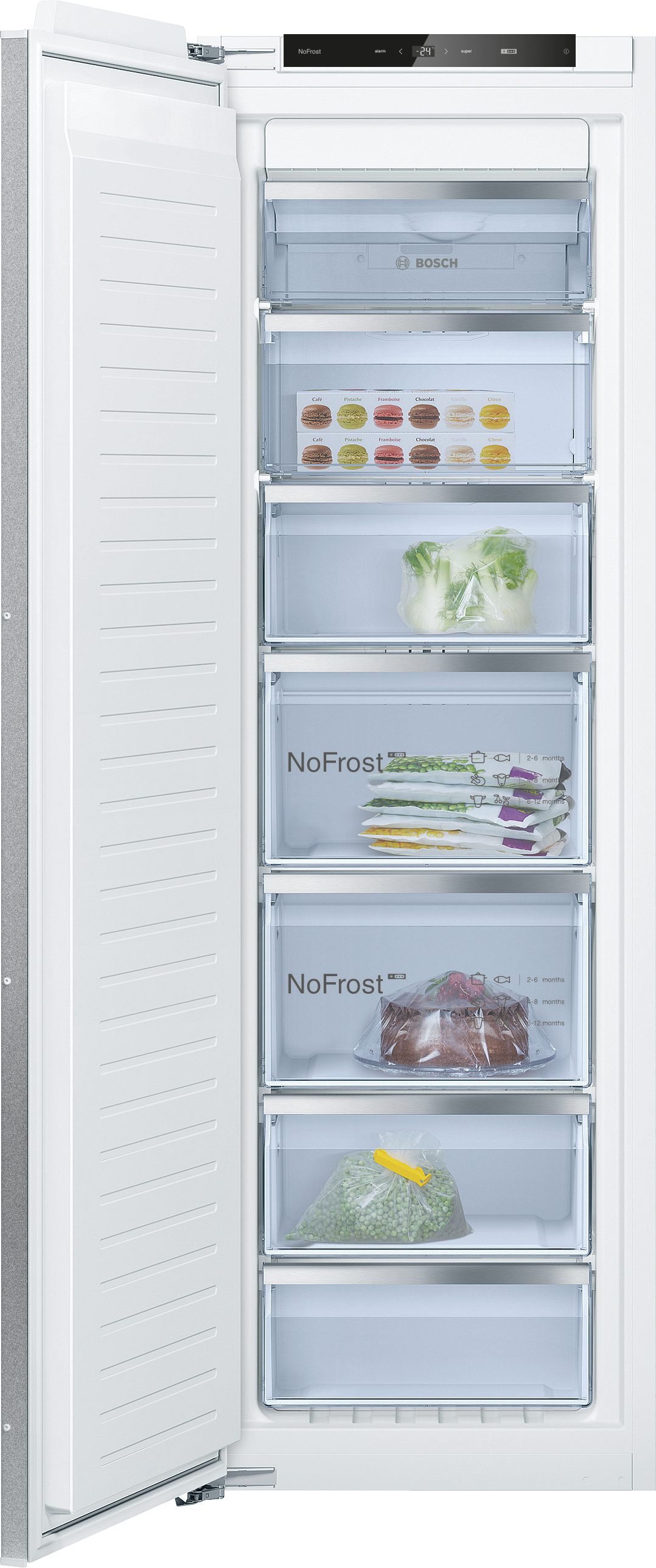 BOSCH Einbaugefrierschrank Serie 6 GIN81ACE0, 177,2 cm hoch, 55,8 cm breit, Warnsignal mit Ton oder Licht & No Frost