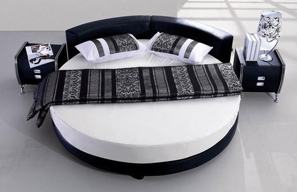 JVmoebel Rundbett Schwarzes Lederbett von JVMoebel mit modernem Design und runder Form (1-tlg., Bett ohne Matratze), Made in Europa