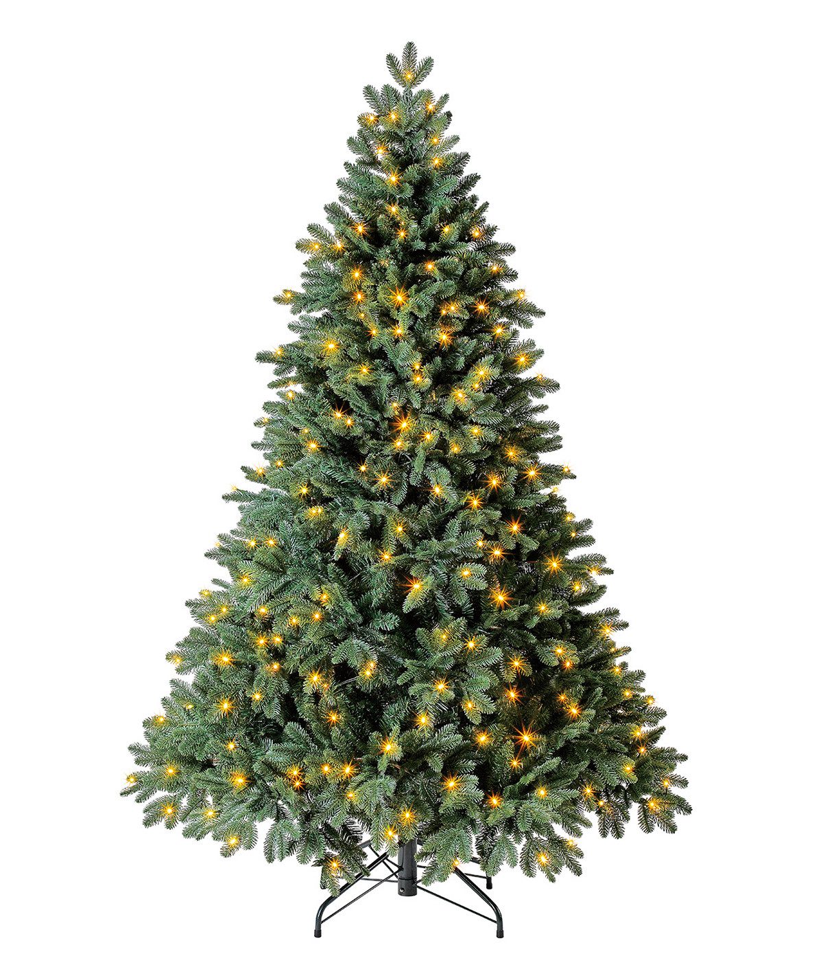Dehner Künstlicher Weihnachtsbaum Tanne Alva m. 350 LEDs/Ständer, Höhe 180 cm, hochwertiger künstlicher Christbaum mit LED Beleuchtung