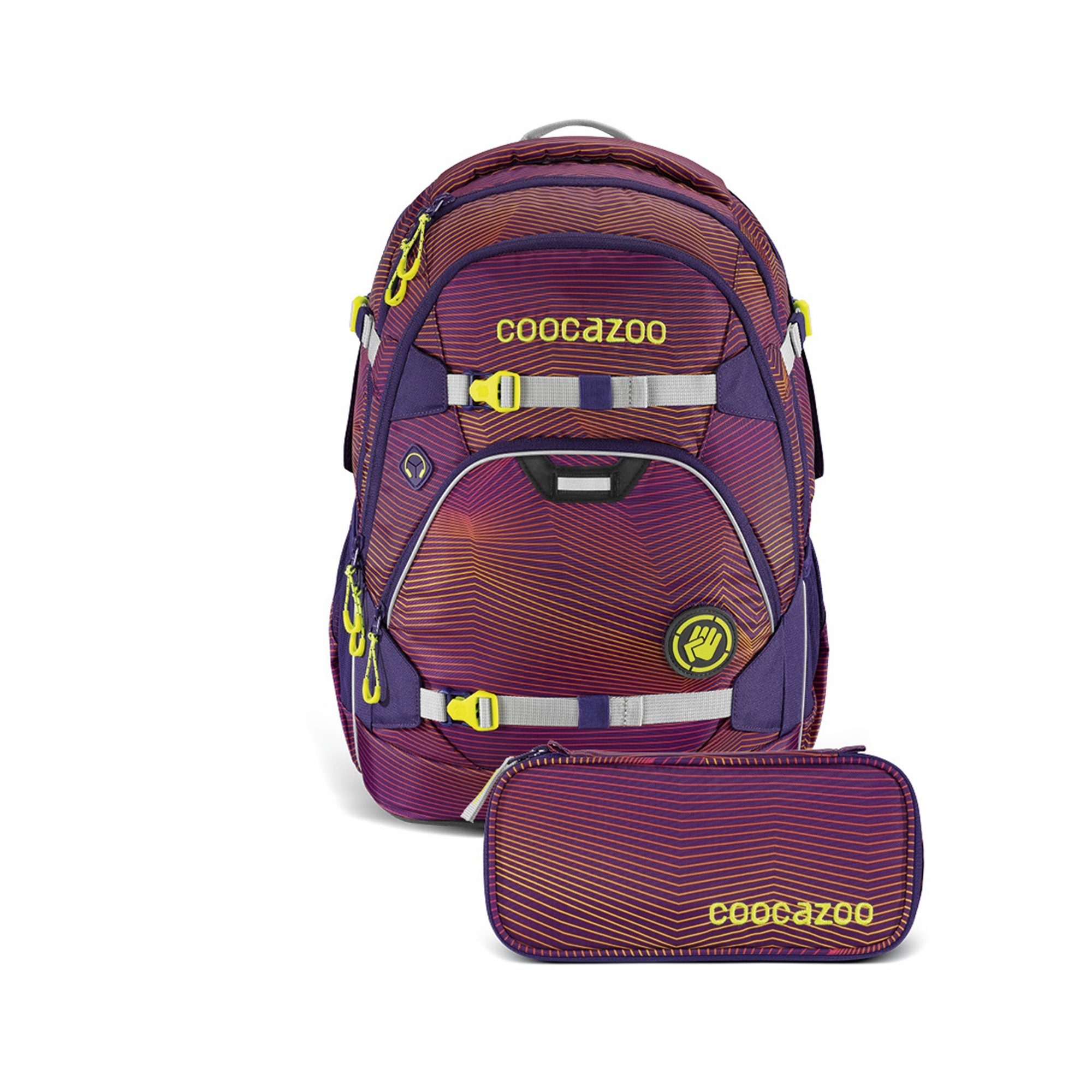 Schulranzen „Soniclights Schulrucksack-Set Purple“, coocazoo 2-teilig