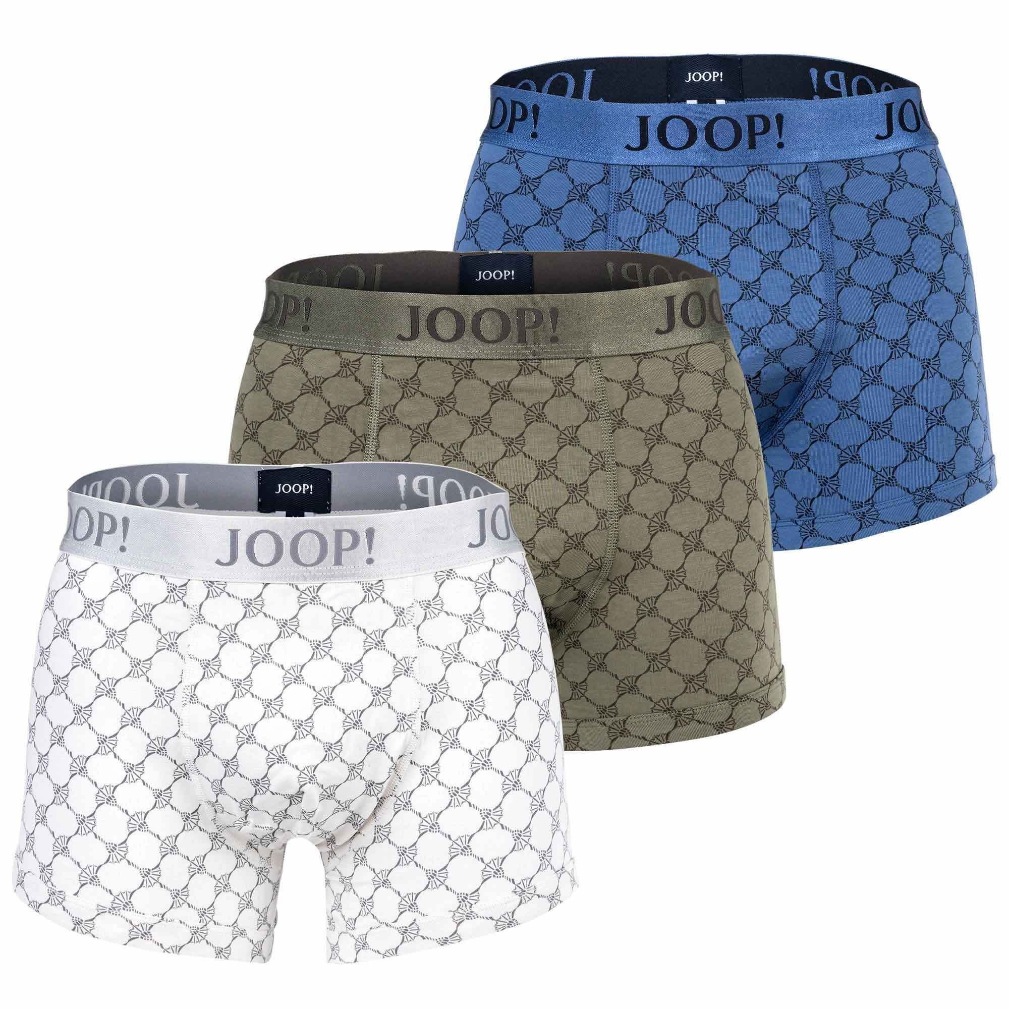 Joop! Boxer Herren Boxershorts, 3er Pack - Allover-Print Blau/Weiß/Grün | Boxershorts