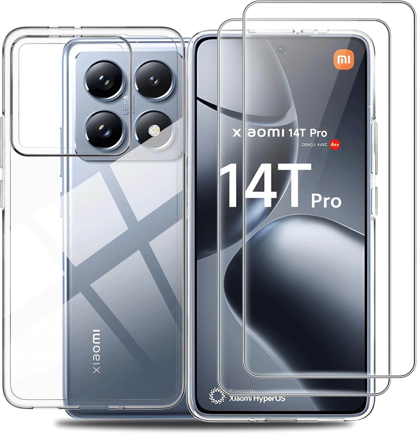 MSM Handyhülle Hülle + 2X Schutzglas für Xiaomi 14T Pro Panzerfolie Full Case