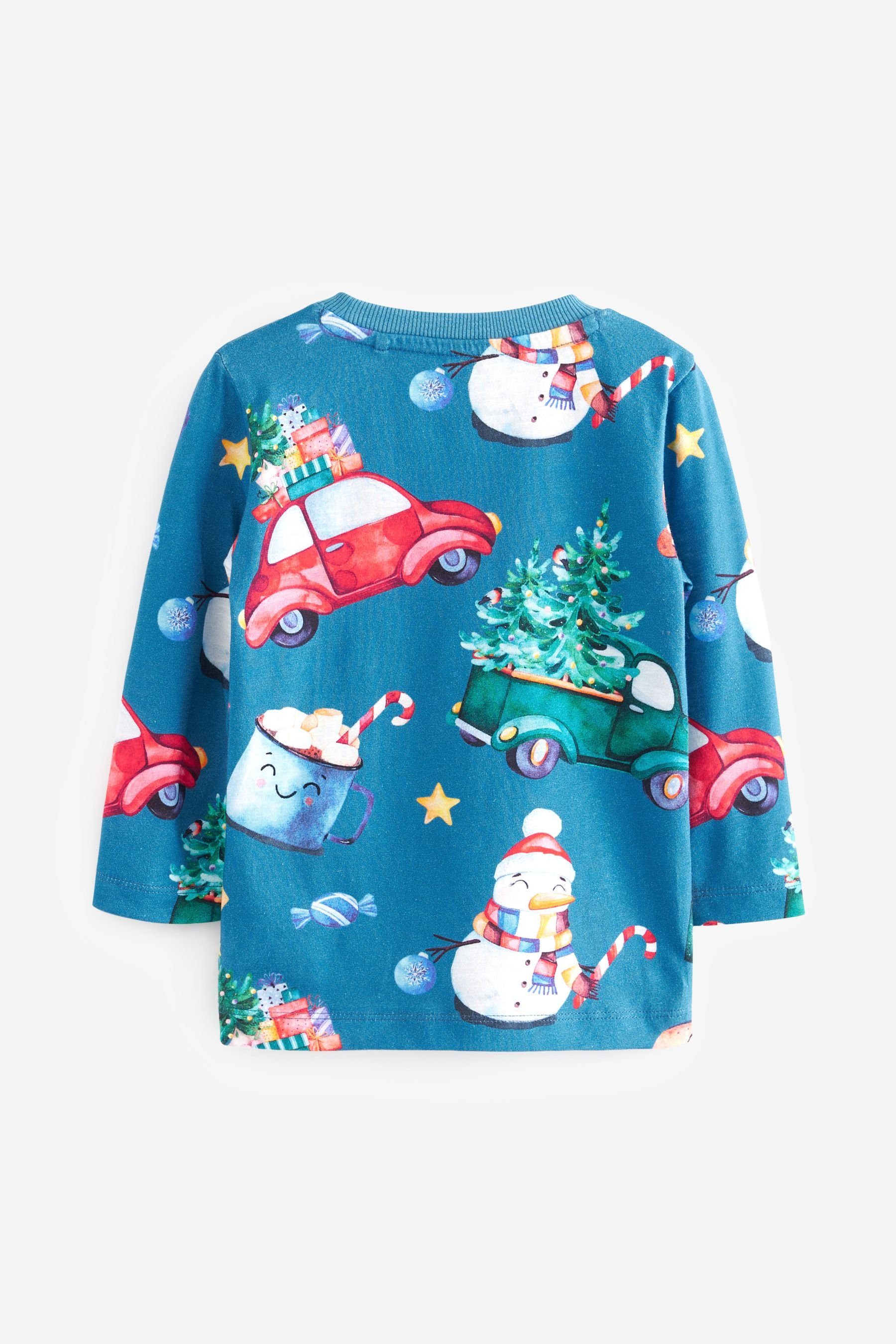 Langärmeliges Weihnachtsshirt Blue Print Next (1-tlg) Langarmshirt All-Over